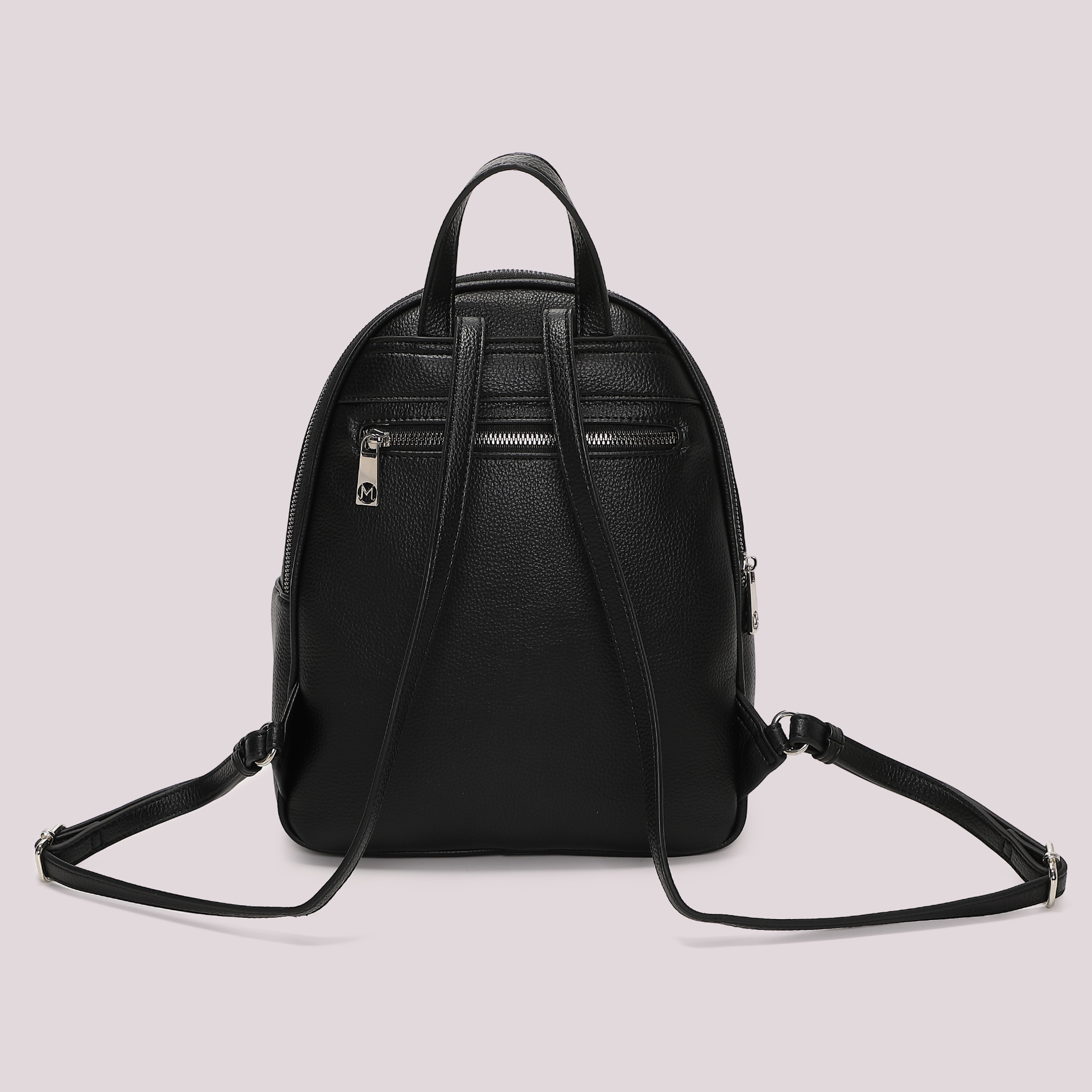 Mimi Mua con Charm e Cuore Zaino Nero effetto pelle