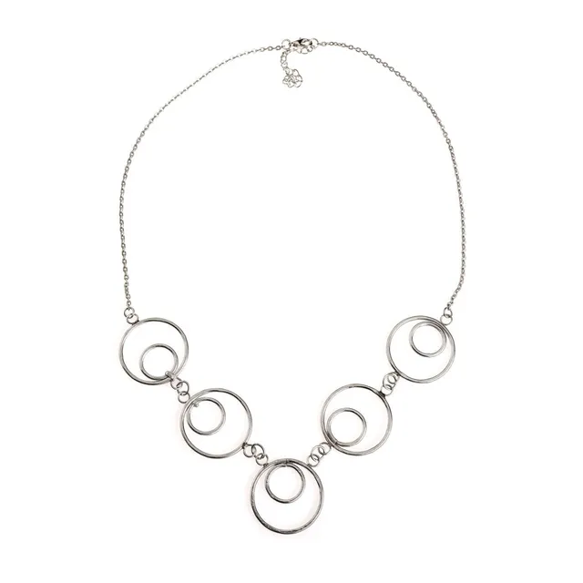 On Earth Swing collana ottone argentata 60 cm goffrata