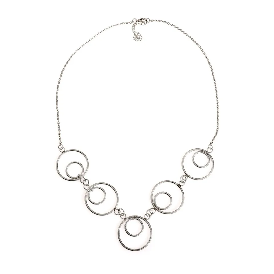 On Earth Swing collana ottone argentata 60 cm goffrata