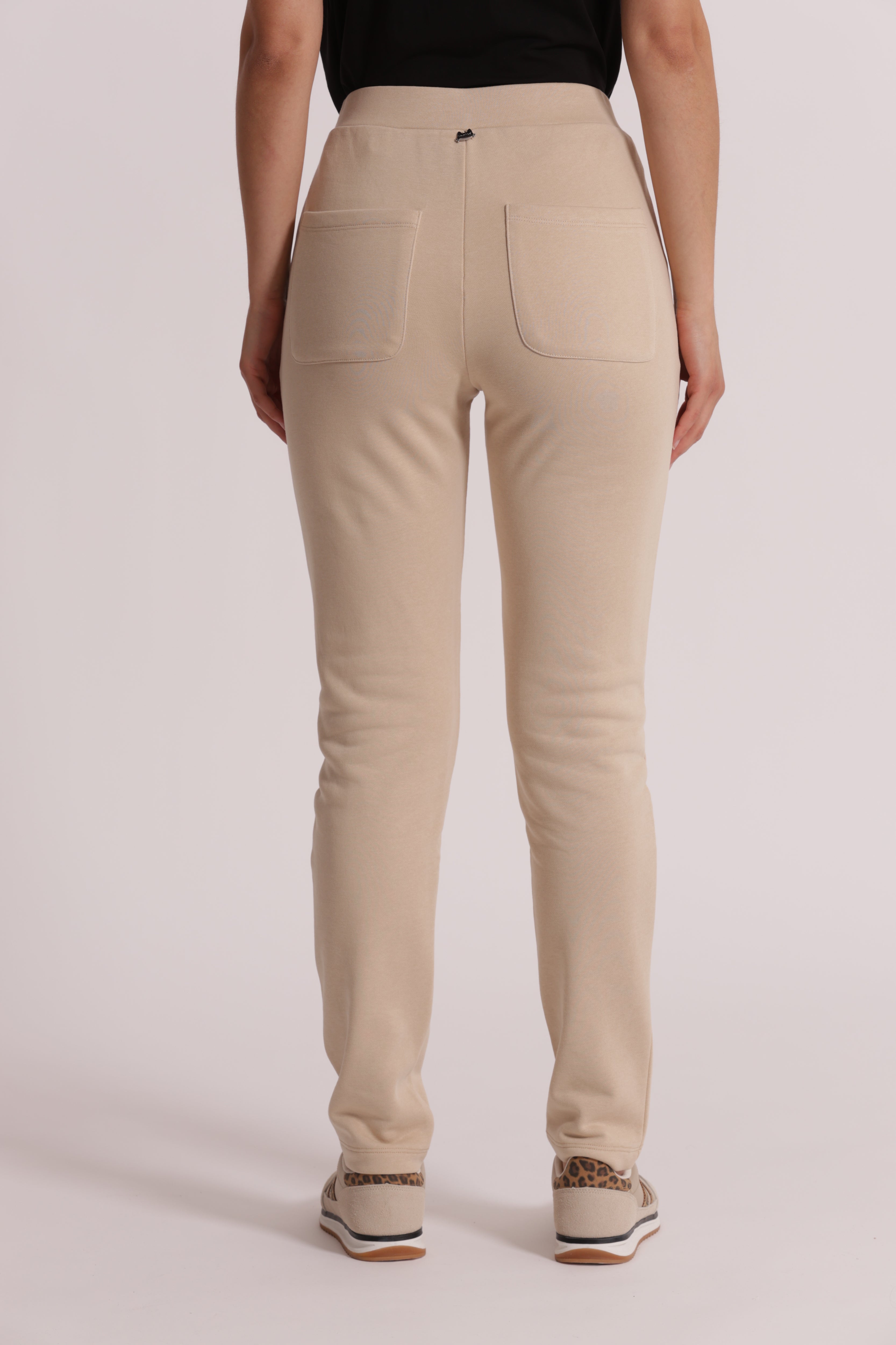 Mimi Mua Pantaloni Tuta Elastico Vita Beige Cotone