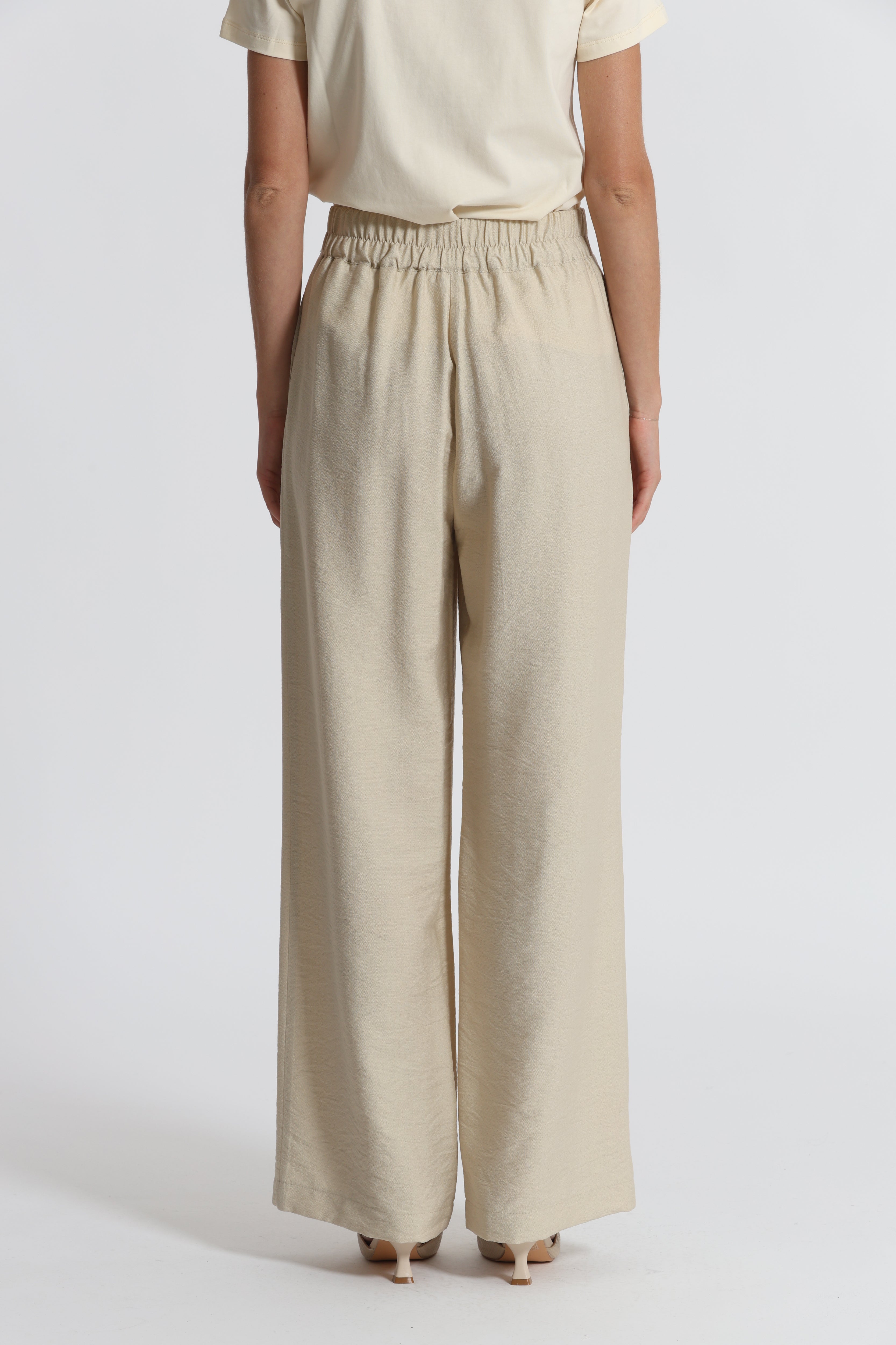 Mimi Mua Pantalone Basic Viscosa Nylon Bianco