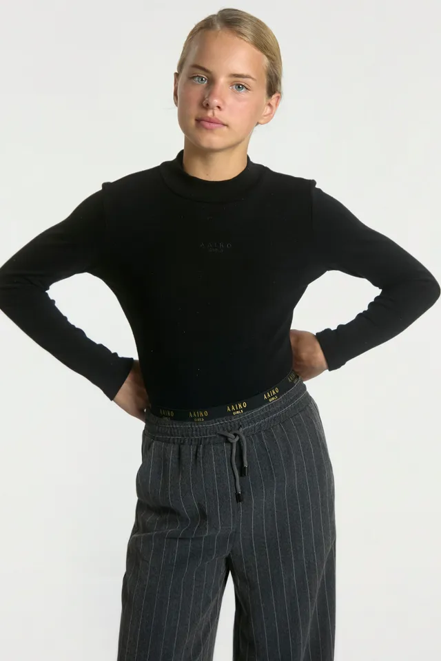 Aaiko Zera top nero lurex collo alto