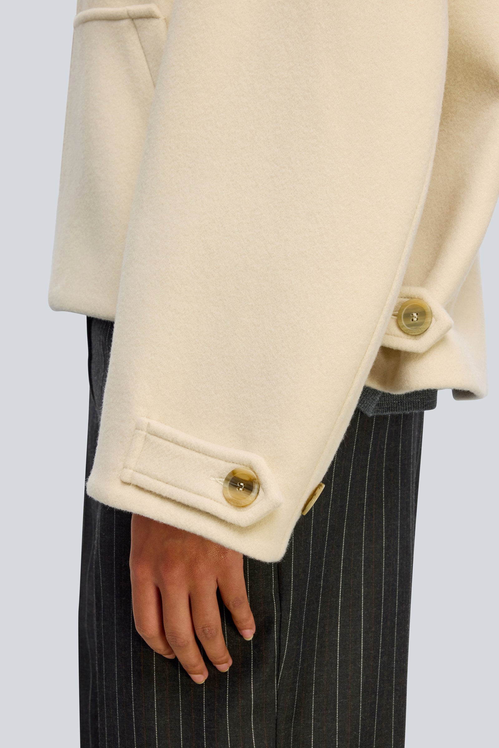 Semicouture Jeane cappotto crusca panno zip