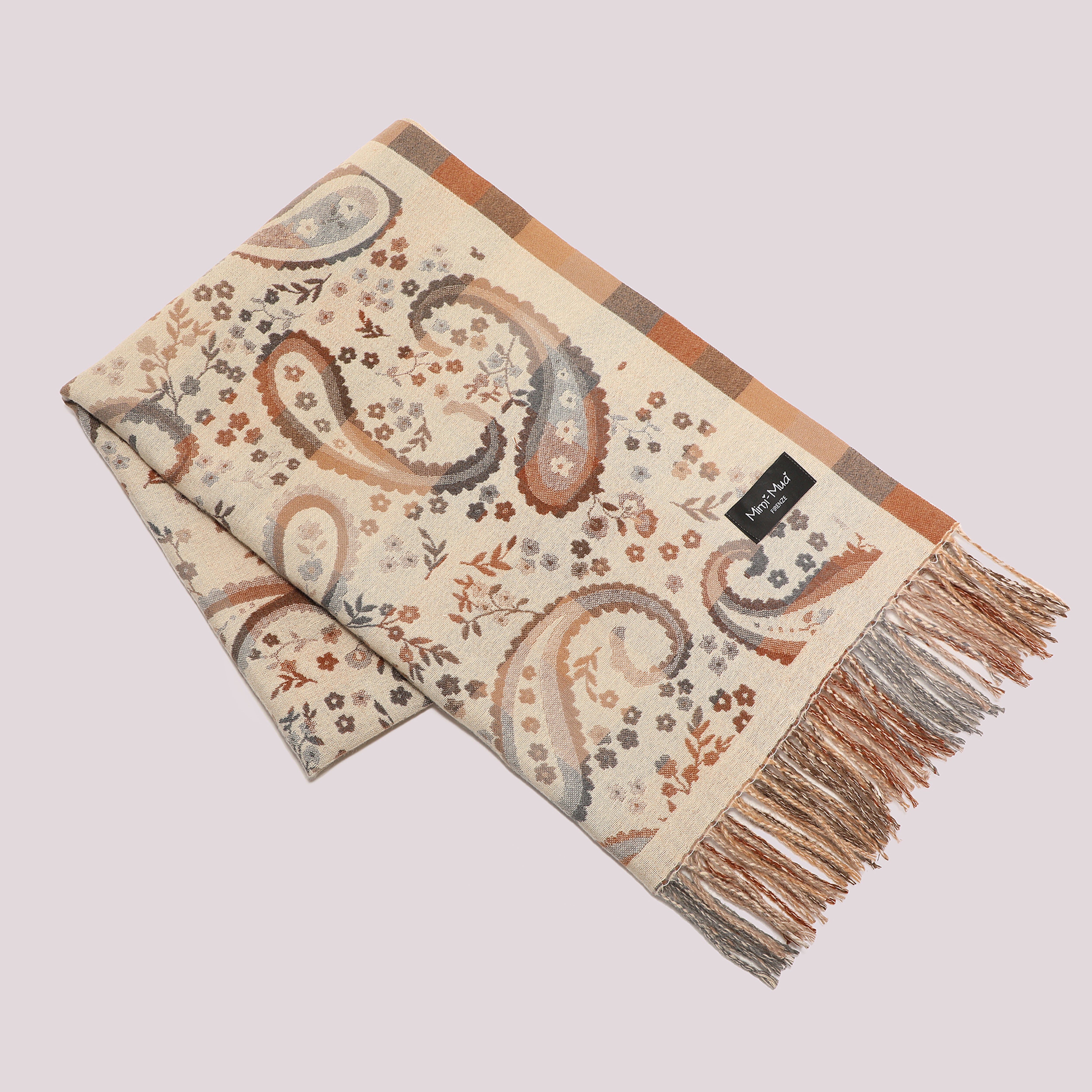 Mimi Mua Sciarpa con Disegno Paisley panna leggera