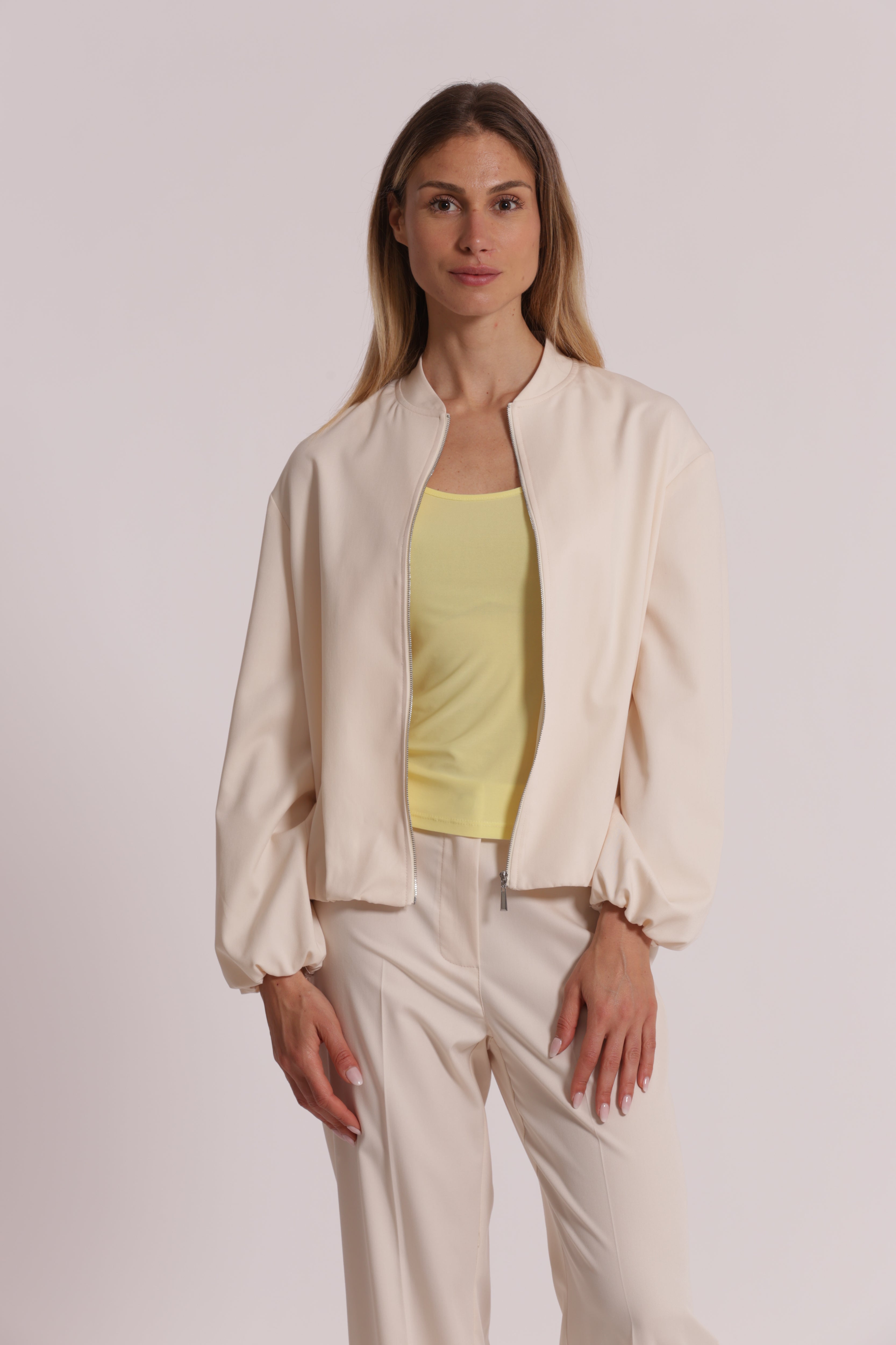 Mimi Mua Manofredda giacca con zip latte