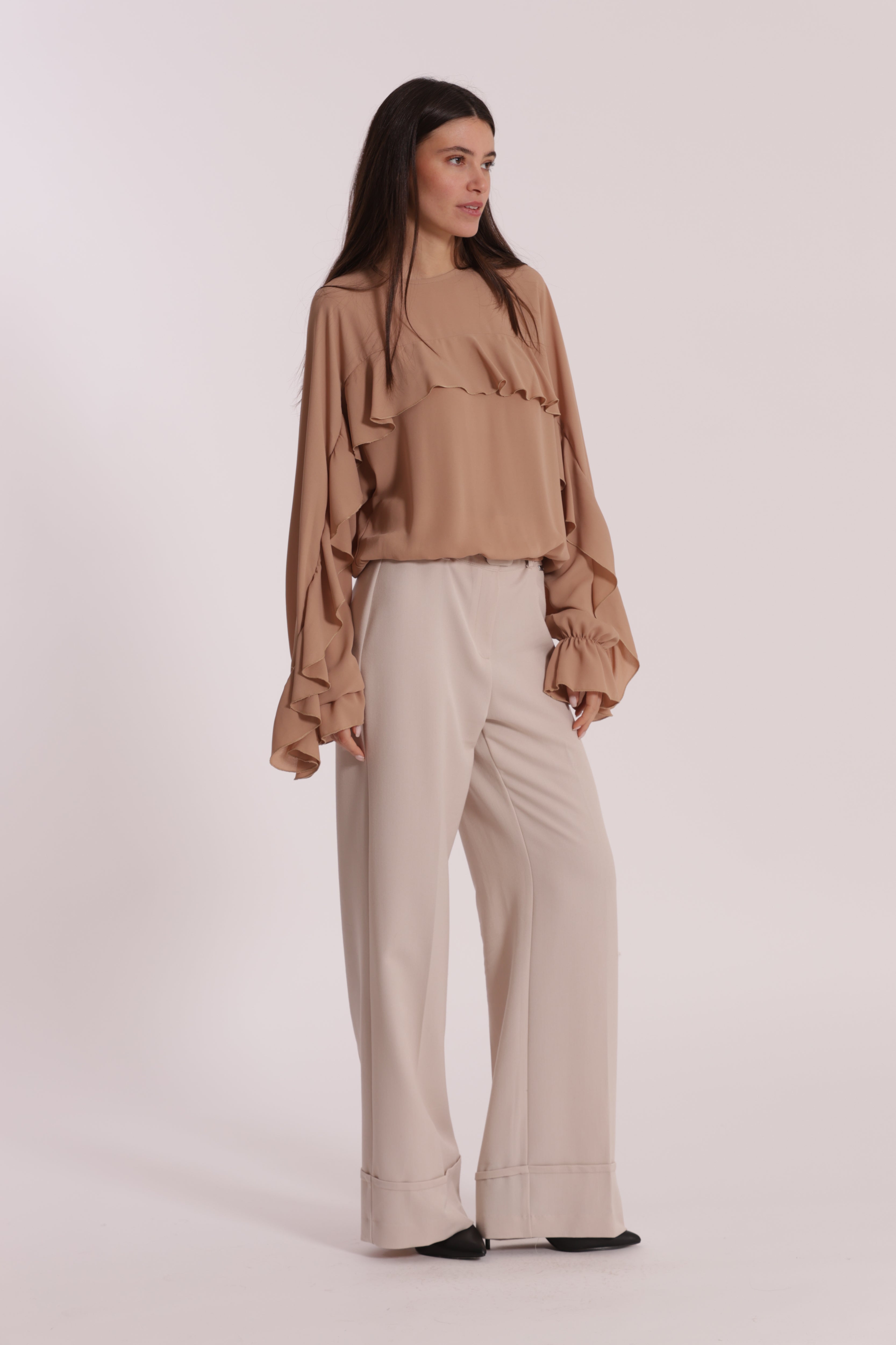 Mimi Mua Cropped pantalone nero con cintura