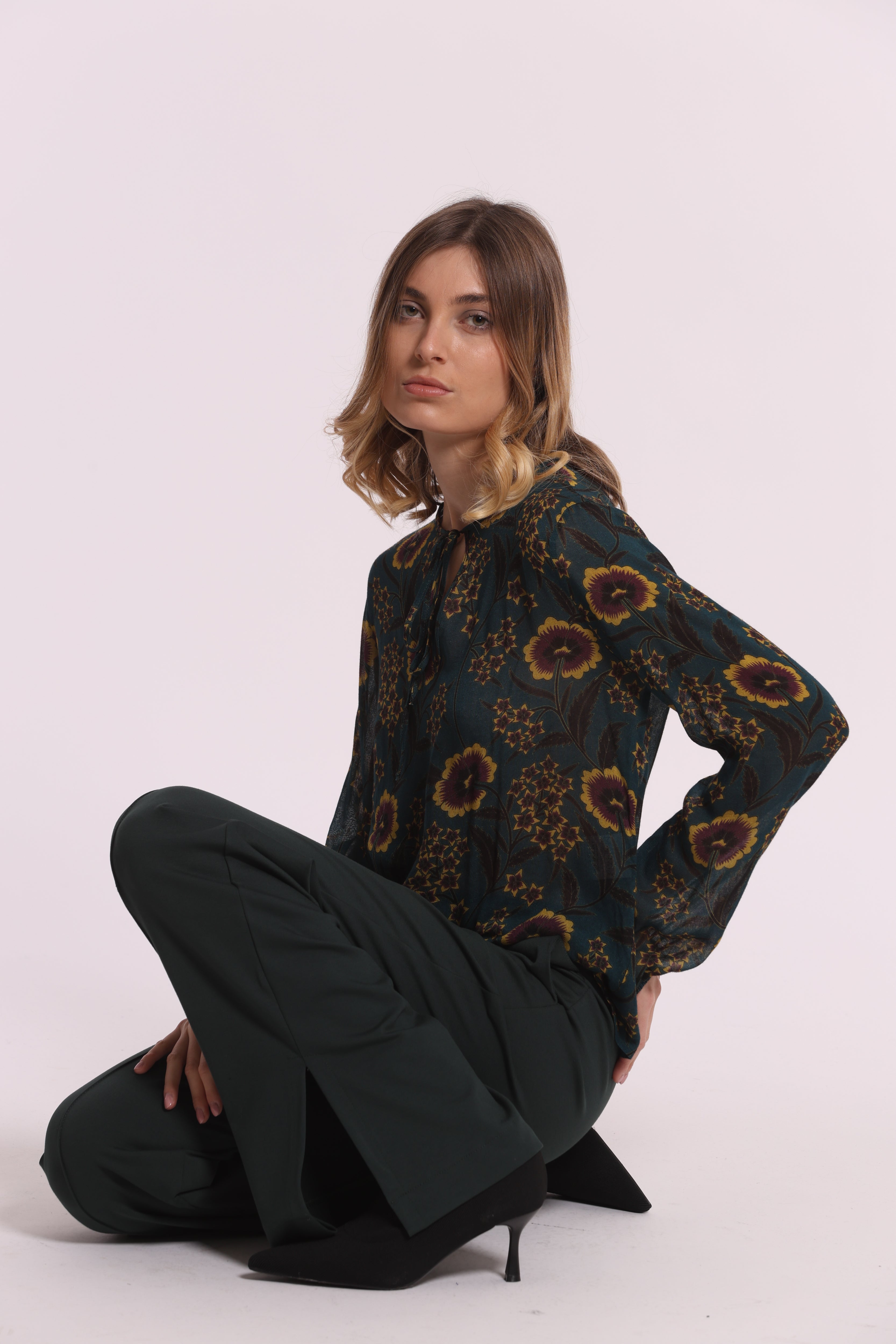 Mimi Mua Pantalone Spacco Punto Milano Nero