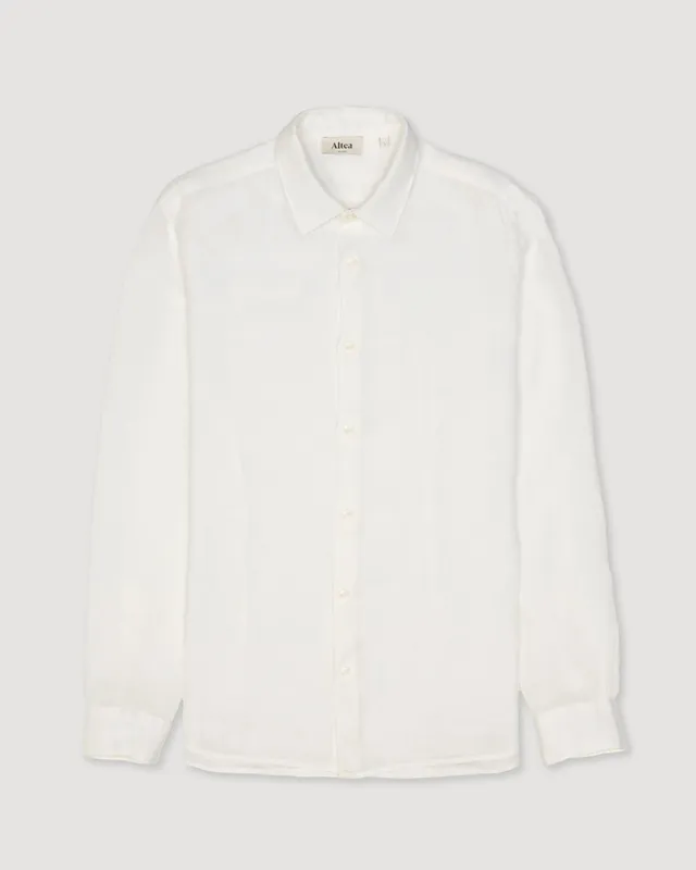 Altea Bond camicia in lino panna scuro regular