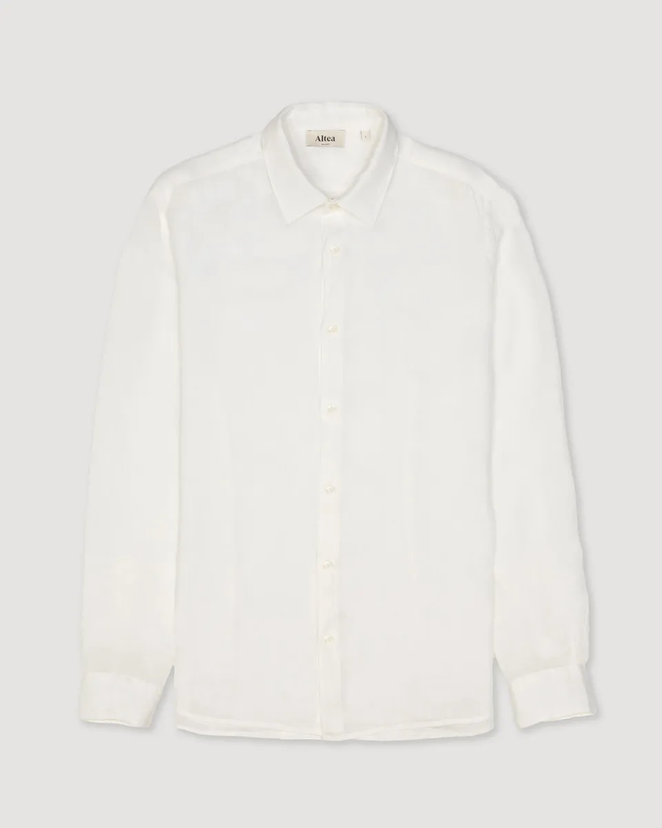 Altea Bond camicia in lino panna scuro regular