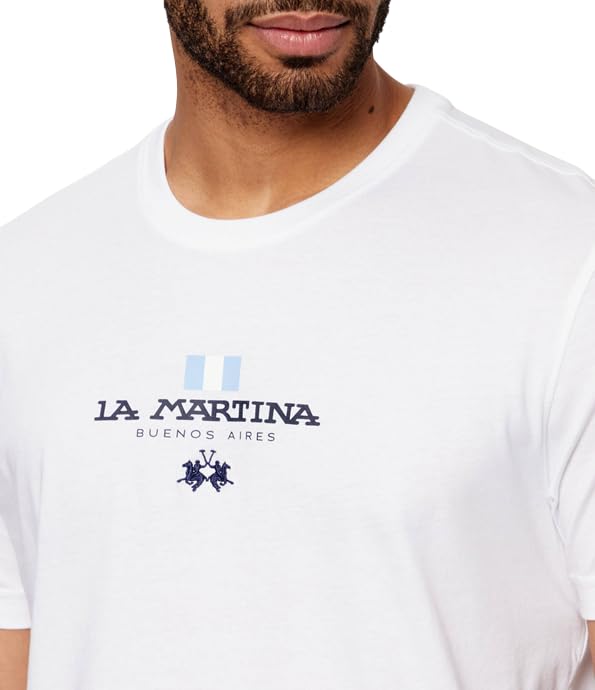 La Martina MCR304 JS388 t-shirt uomo cotone bianco