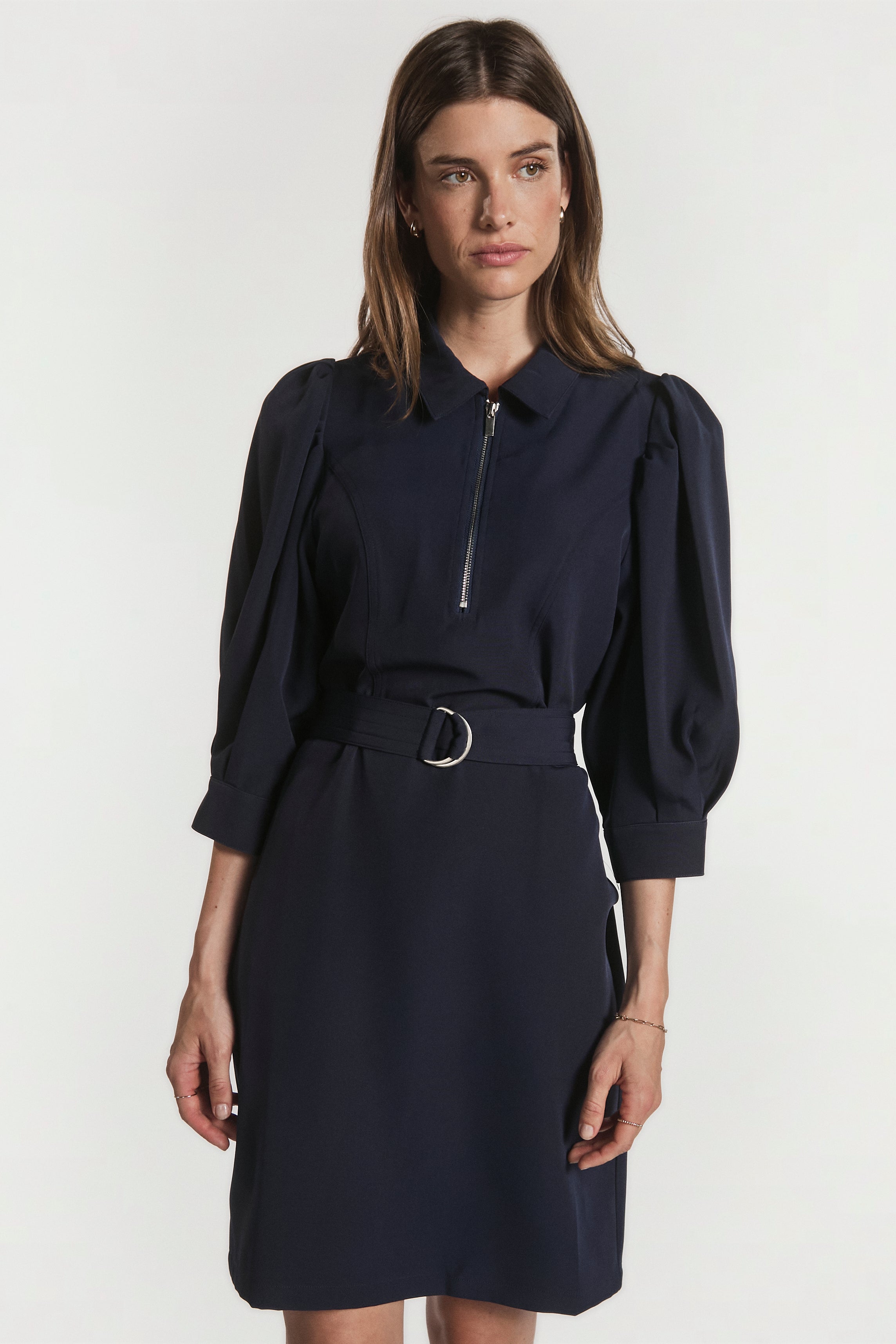 Aaiko Semira abito blu scuro con cintura