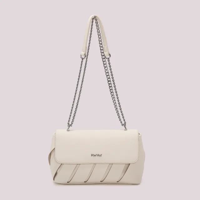 Mimi Mua Borsa Tracolla Tagli Diagonali Panna Ecopelle