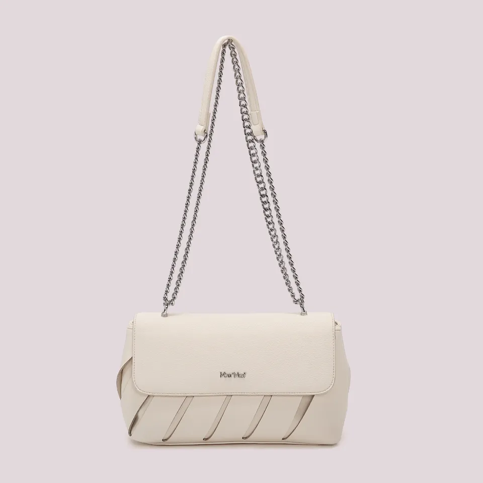 Mimi Mua Borsa Tracolla Tagli Diagonali Panna Ecopelle