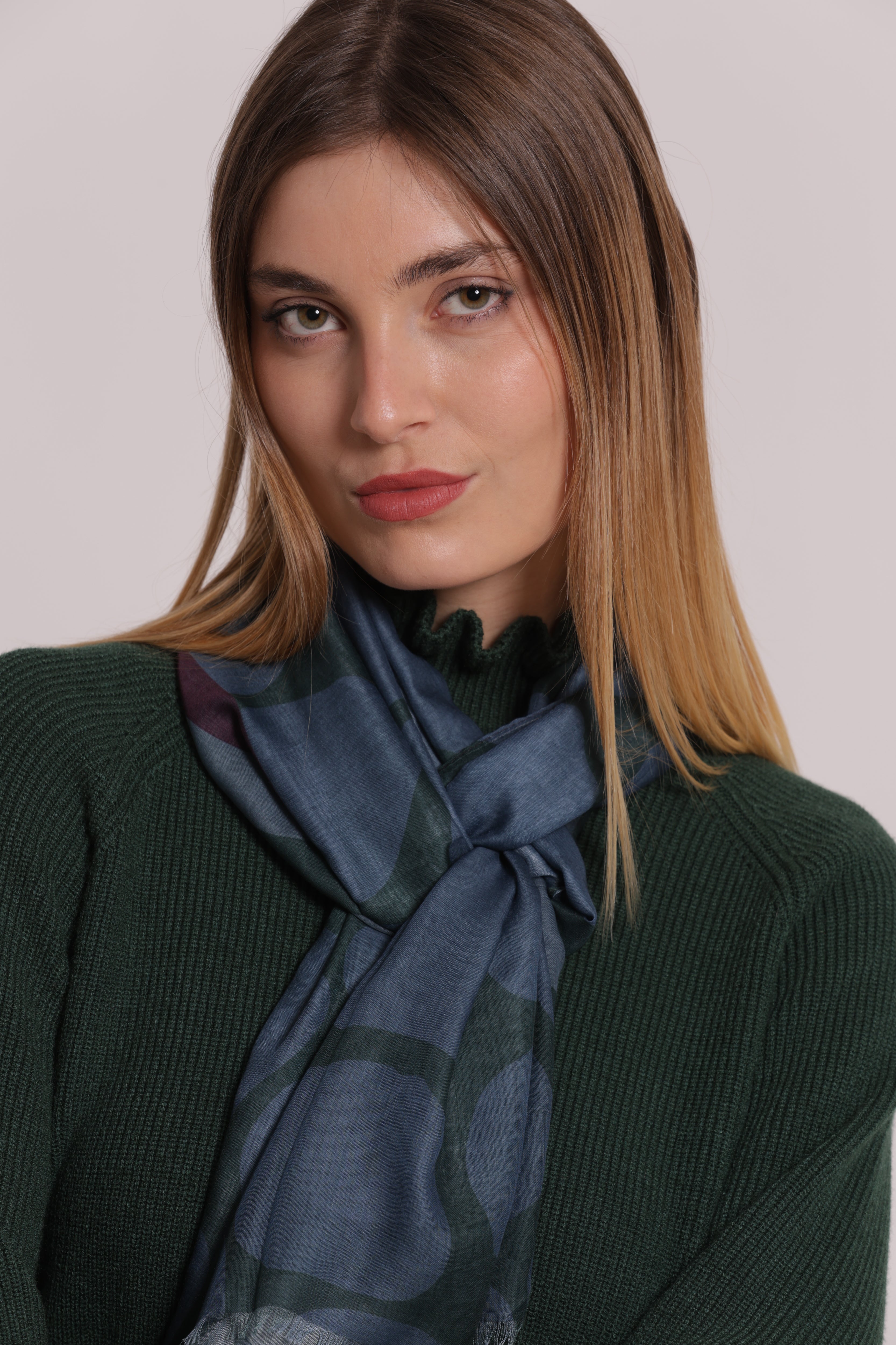 Mimi Mua Foulard Maculato sciarpa leggera 180x80 petrolio