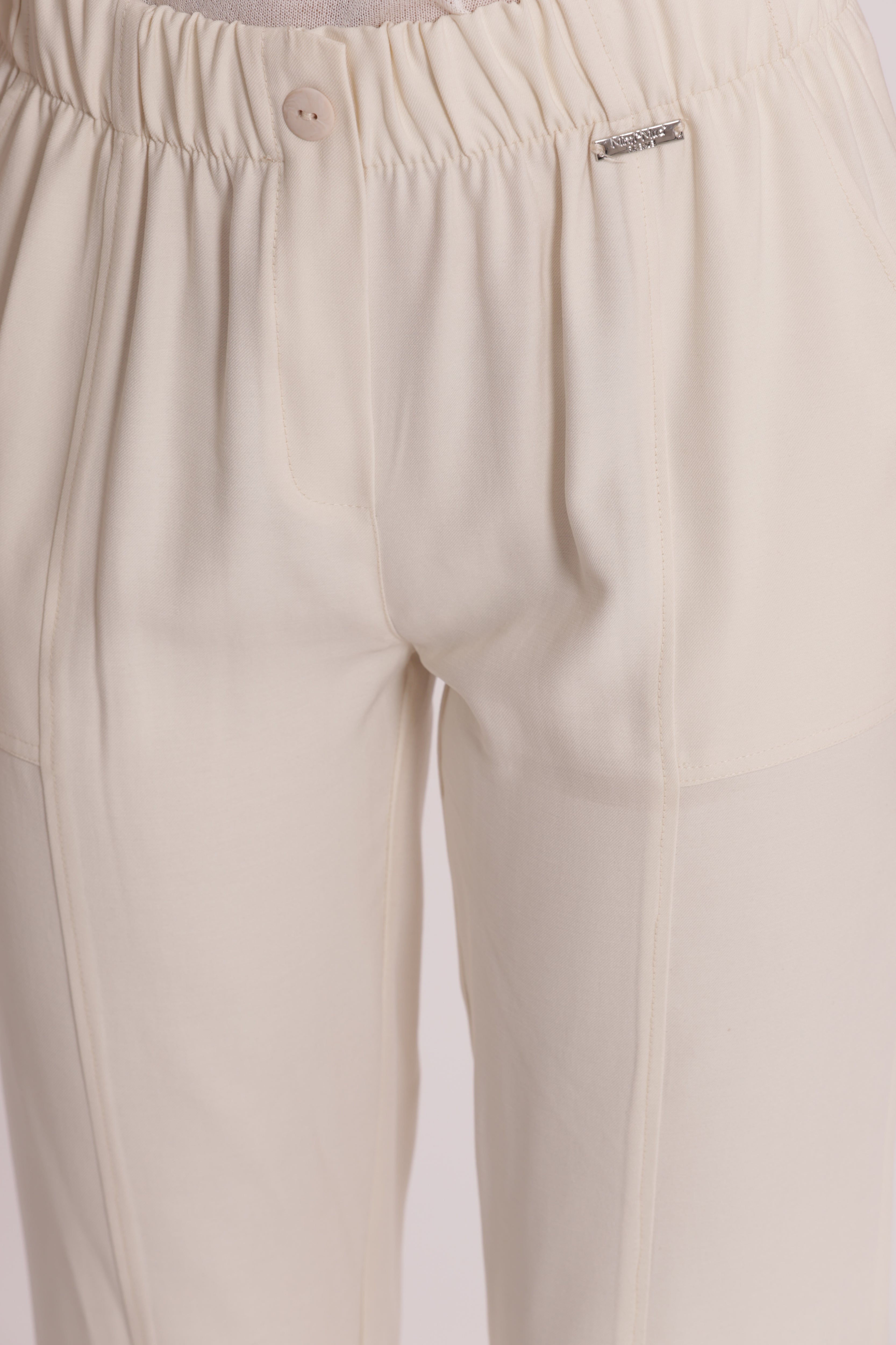 Mimi Mua pantalone con elastico pantaloni latte viscosa