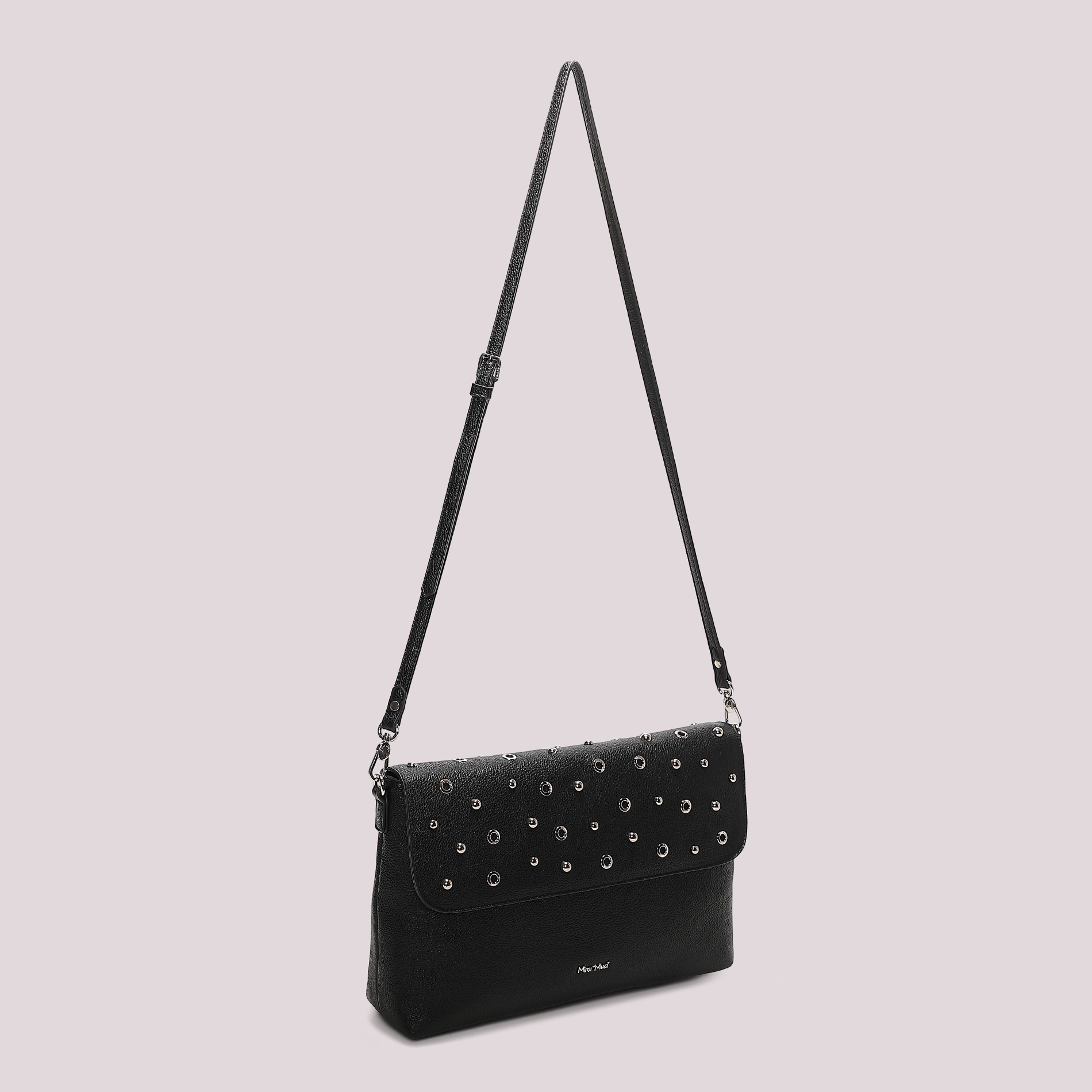 Mimi Mua Borsa a Busta con Borchie Nero Ecopelle