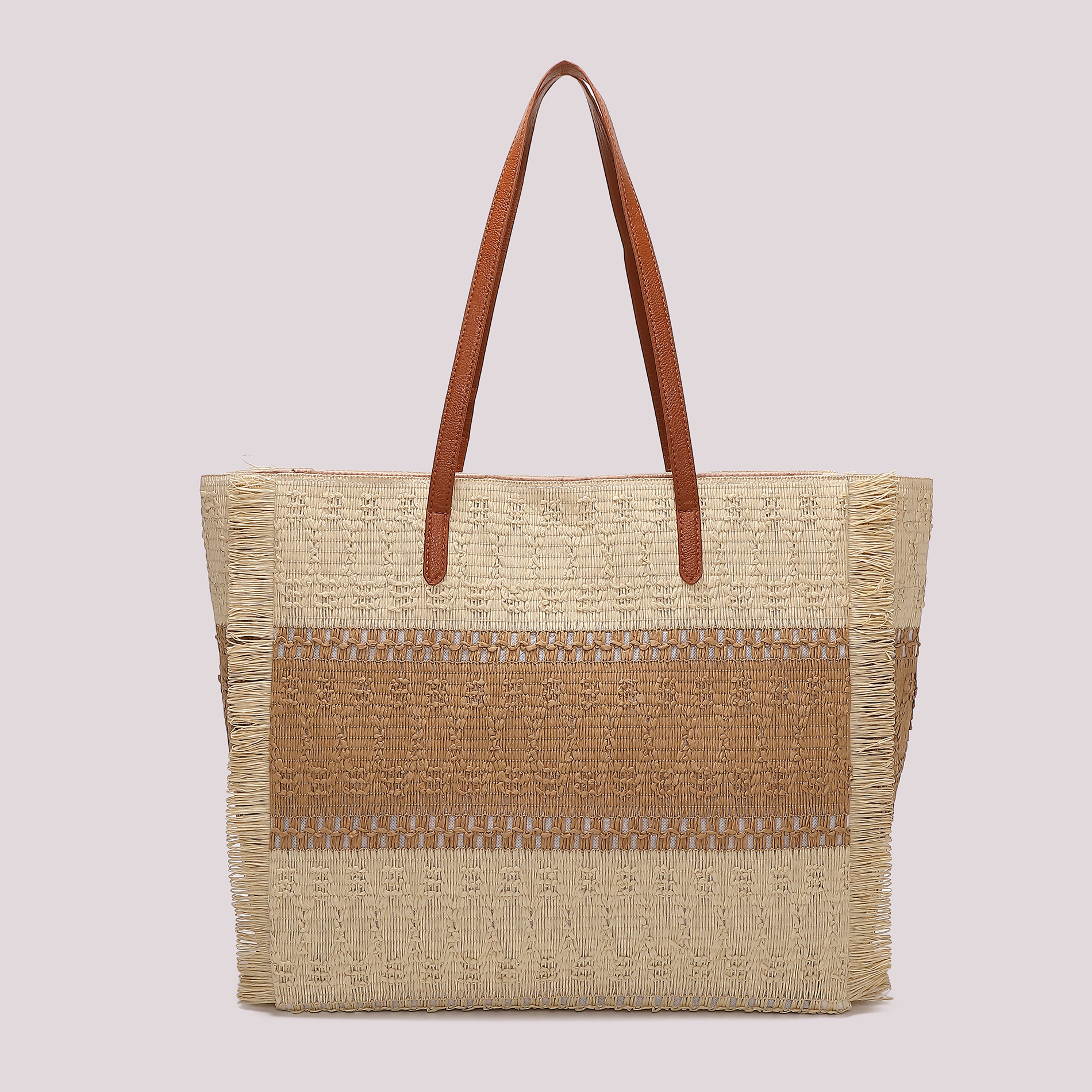 Mimi Mua Shopper borsa caffè striscia colorata