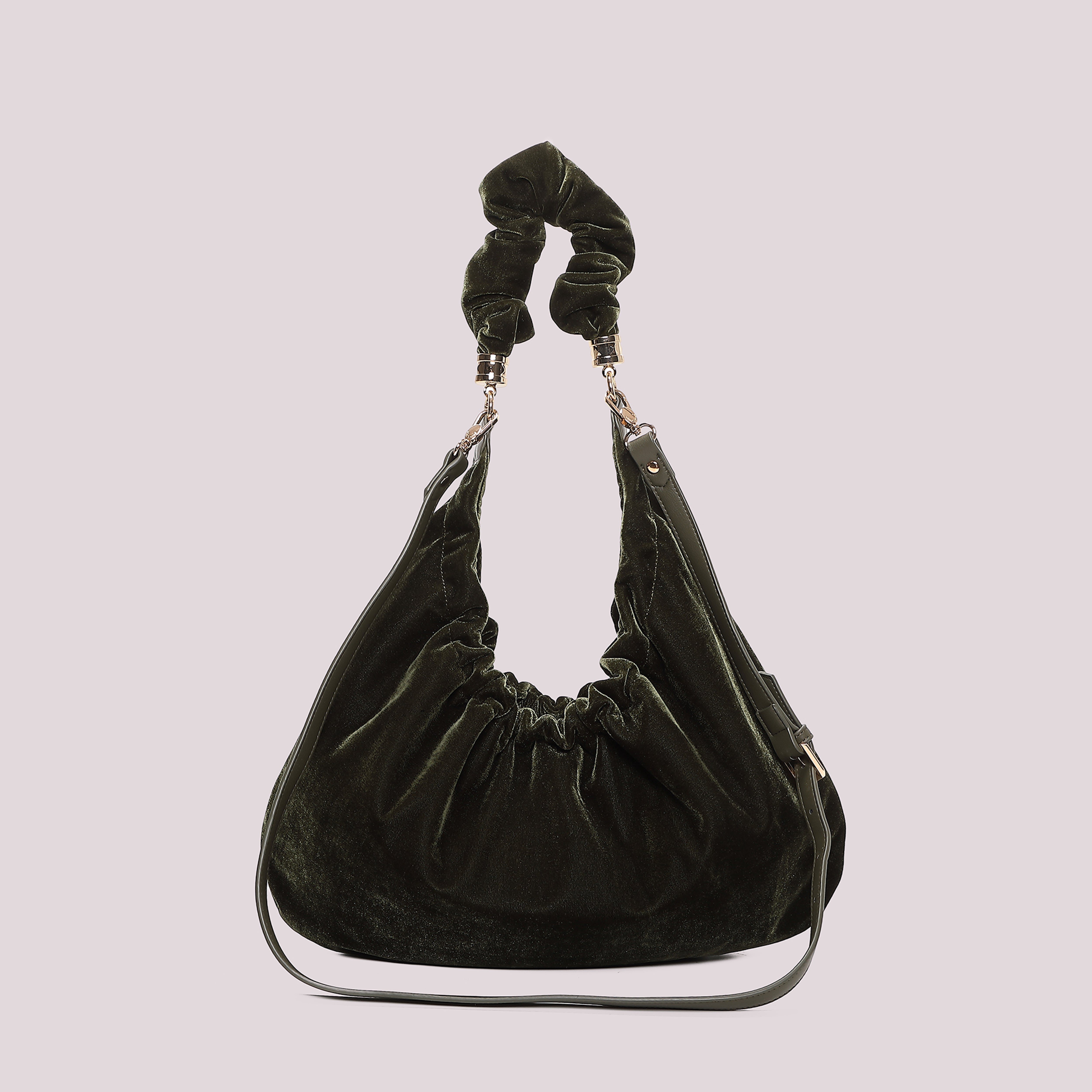 Mimi Mua Borsa Sacca Velluto Nero 43cm Tracolla