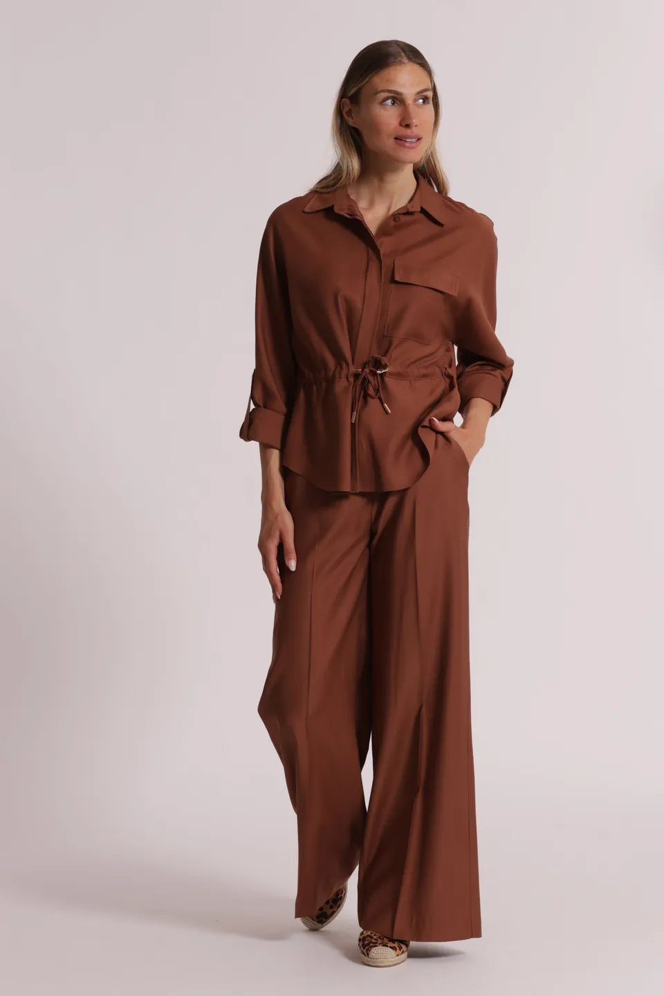 Mimi Mua pantalone palazzo elastico latte fluido