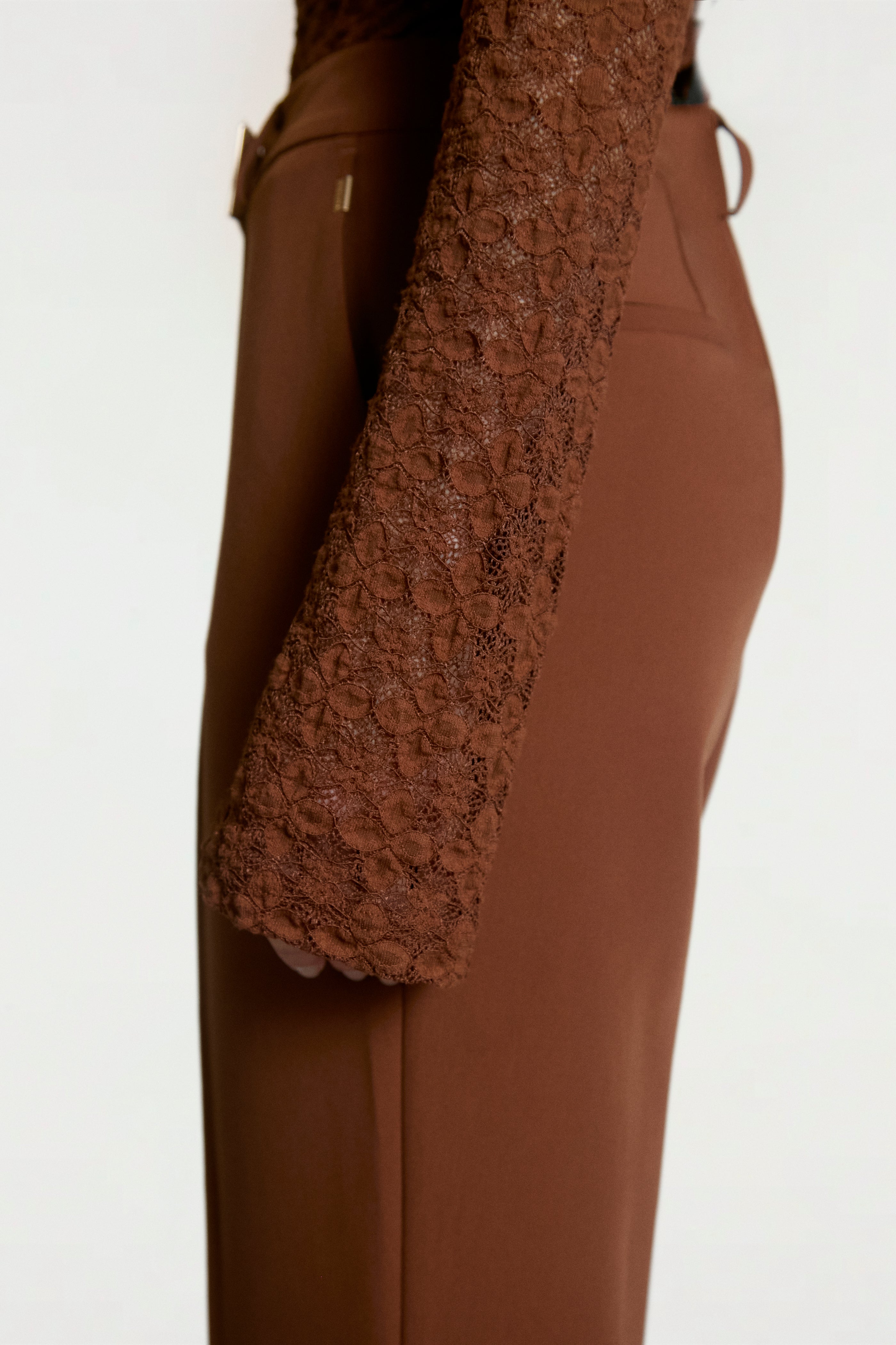 Aaiko Mason top pizzo floreale marrone
