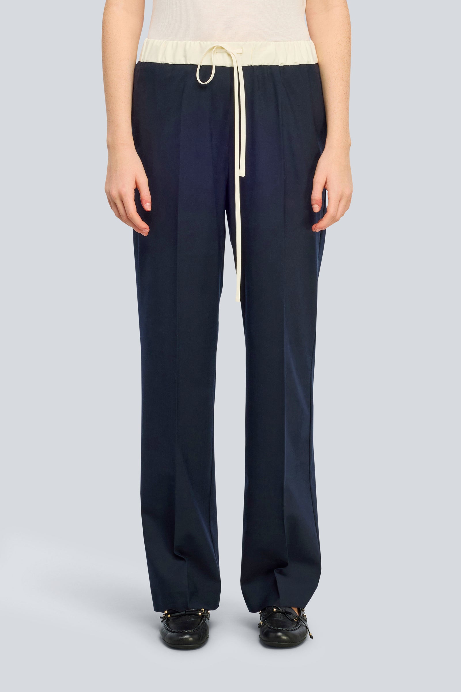 Semicouture Fancy pantalone blue-burro lana