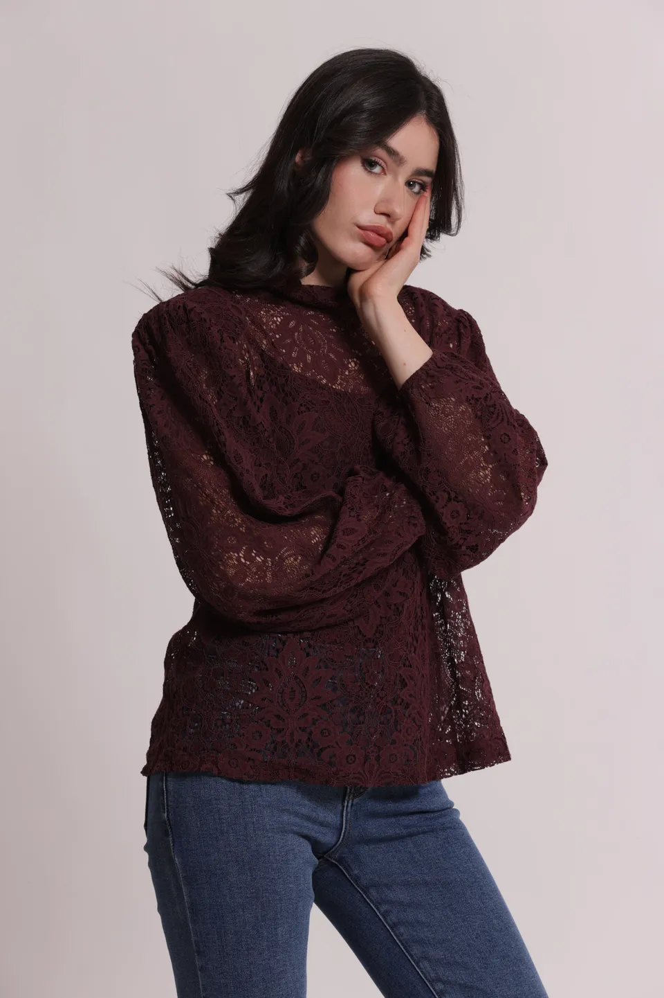 Mimi Mua Blusa Pizzo Bianco cotone