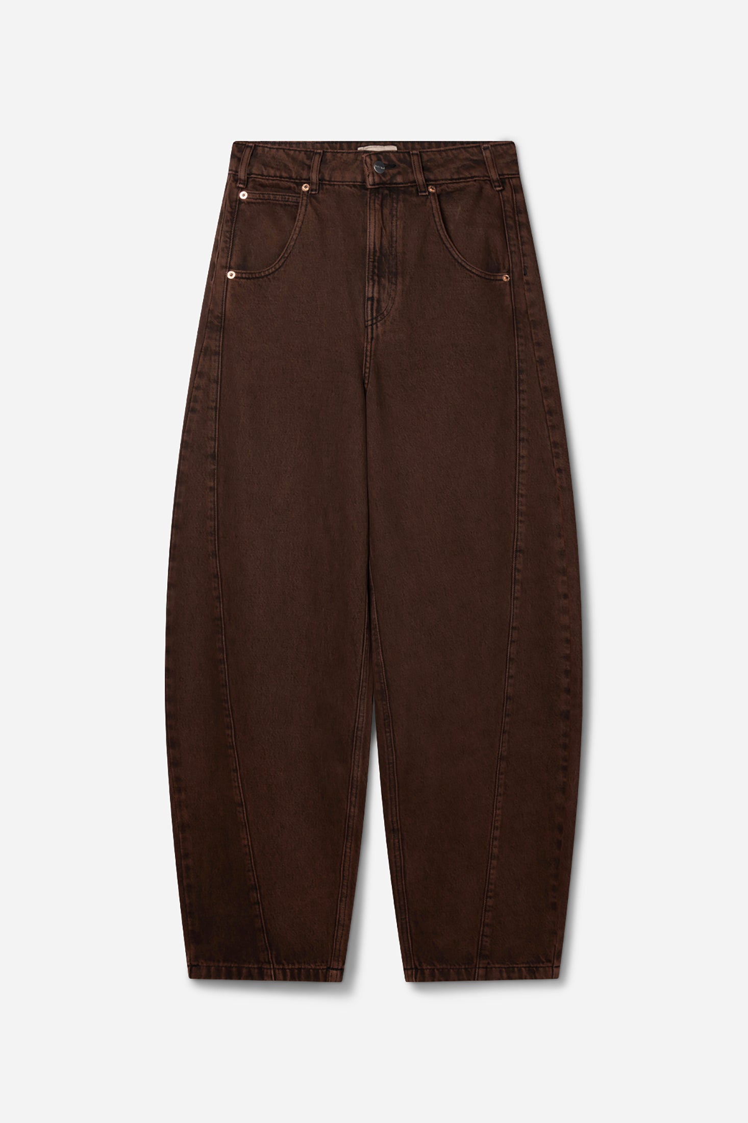 Aaiko Daley jeans barrel marrone scuro vita alta