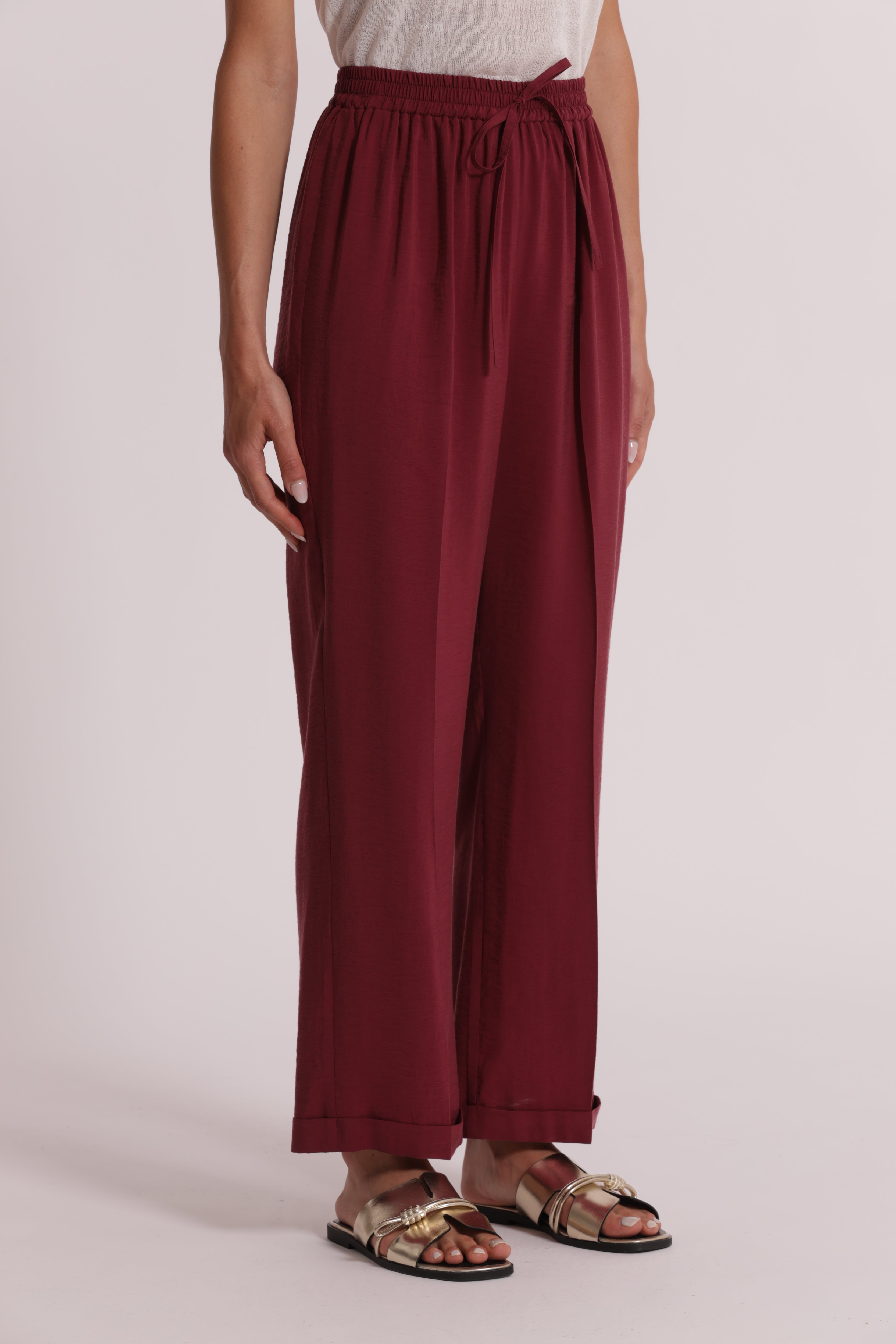 Mimi Mua Pantalone Jogger Modal pantaloni cupro latte