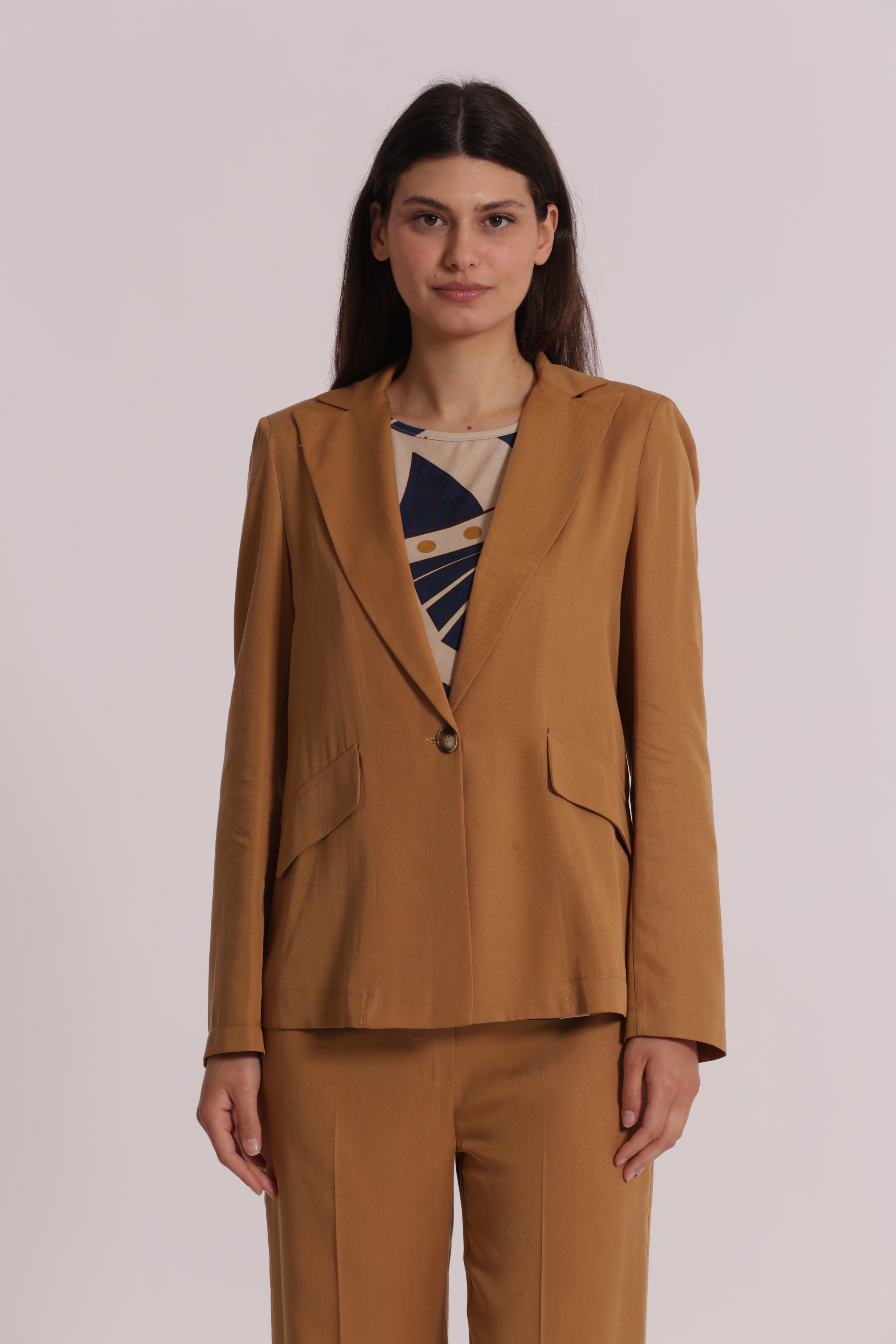 Mimi Mua Basic in Lyocell giacca panna leggera