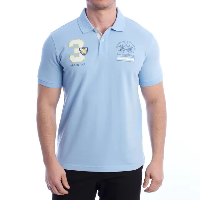 La Martina polo uomo YMP315-PK031 manica corta azzurro piqué