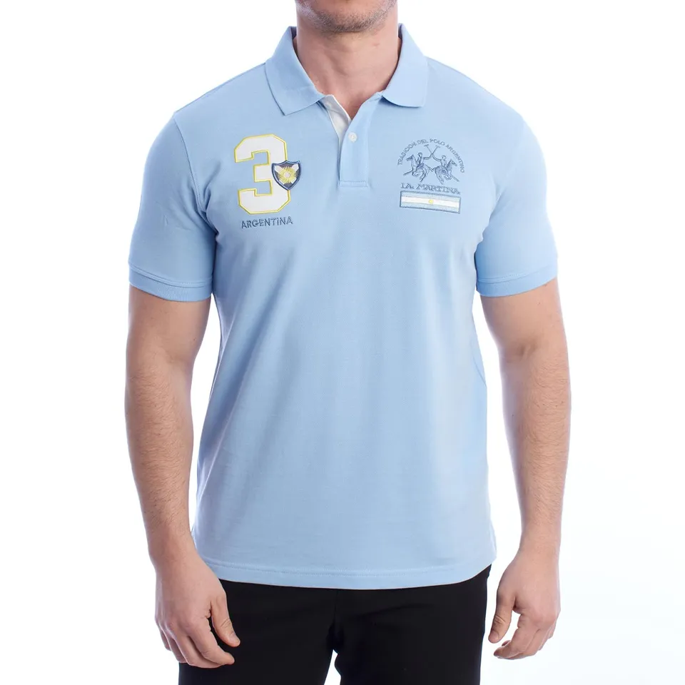 La Martina polo uomo YMP315-PK031 manica corta azzurro piqué
