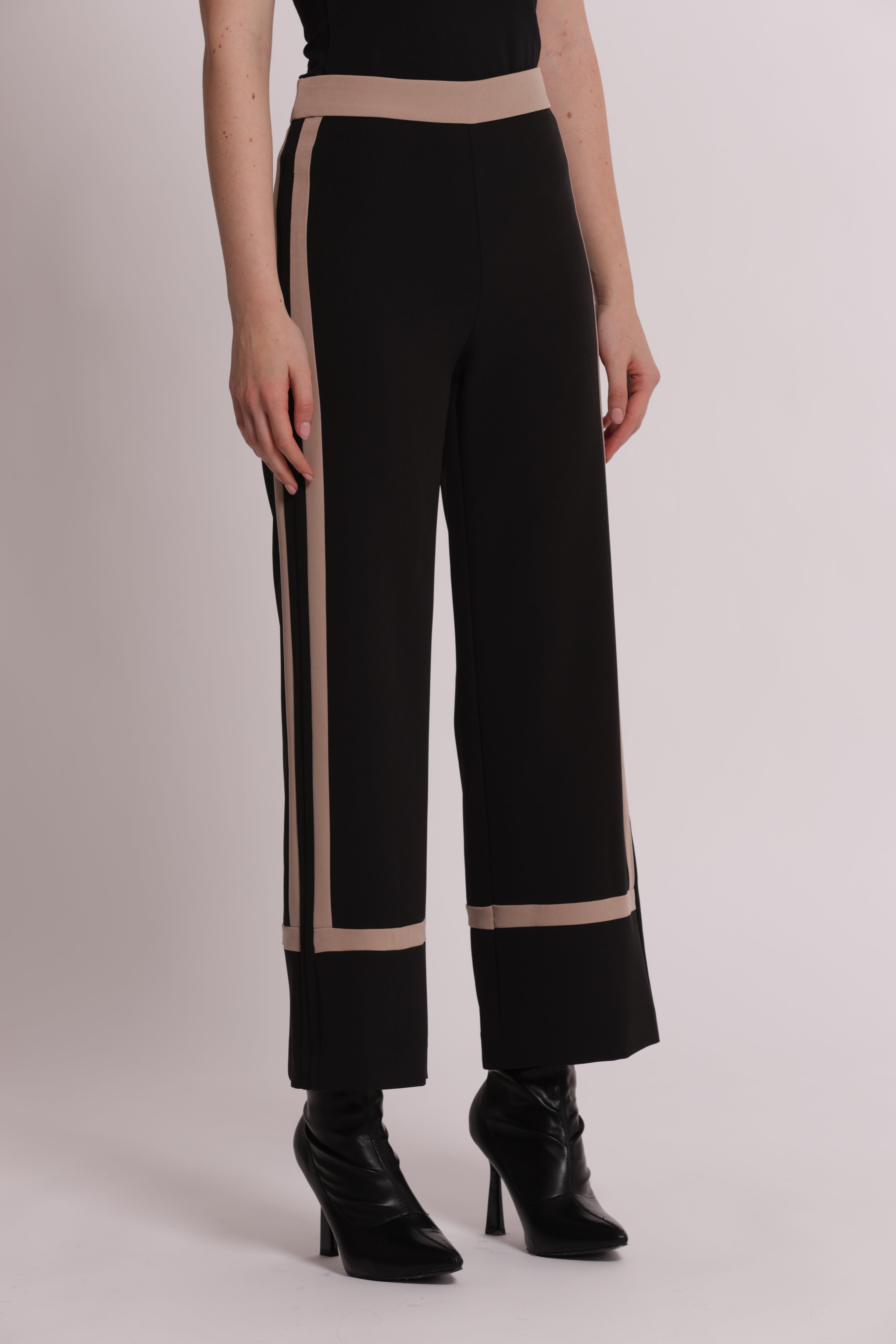 Mimi Mua pantalone bicolor tessuto tecnico nero beige