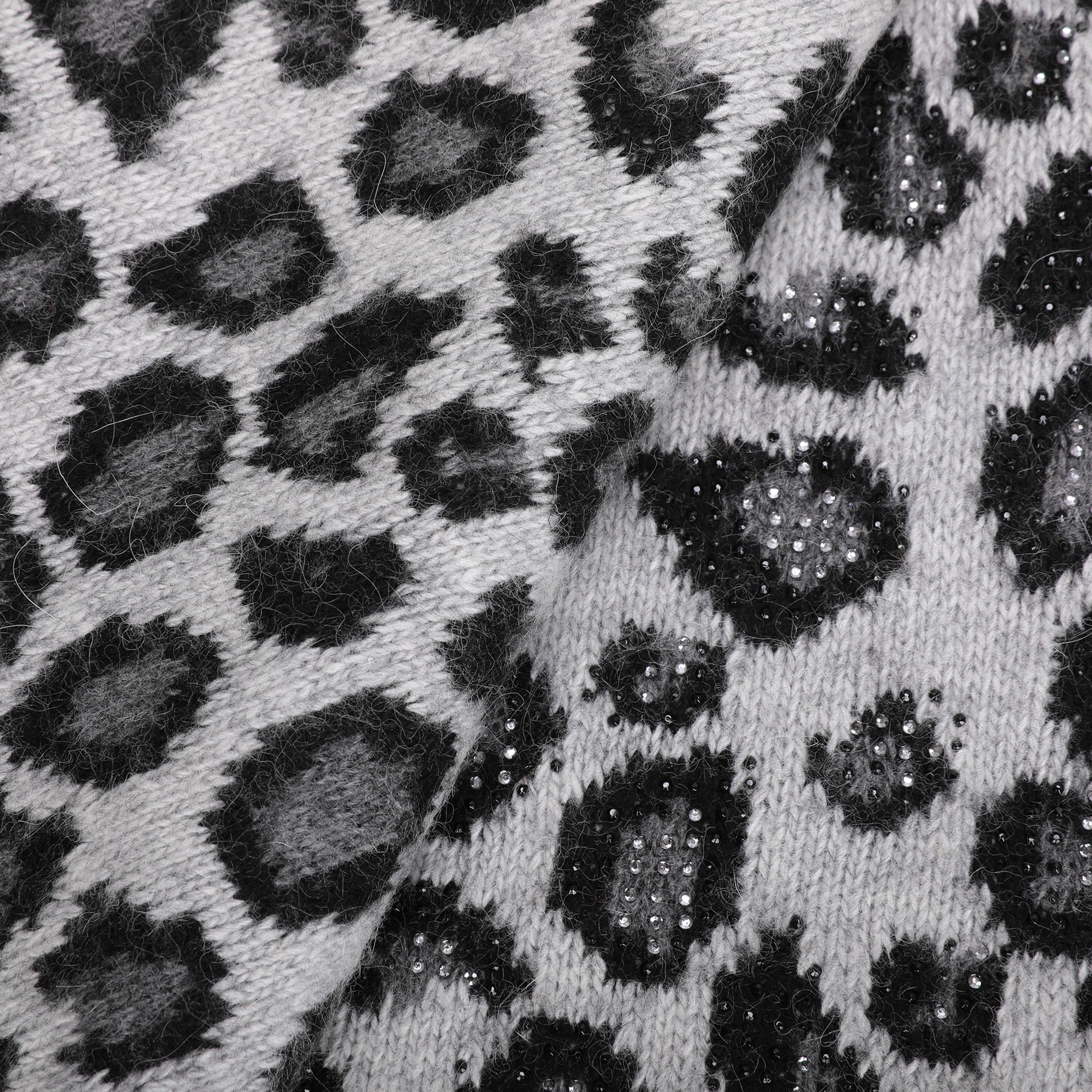 Mimi Mua Sciarpa Leopardata Strass Nero
