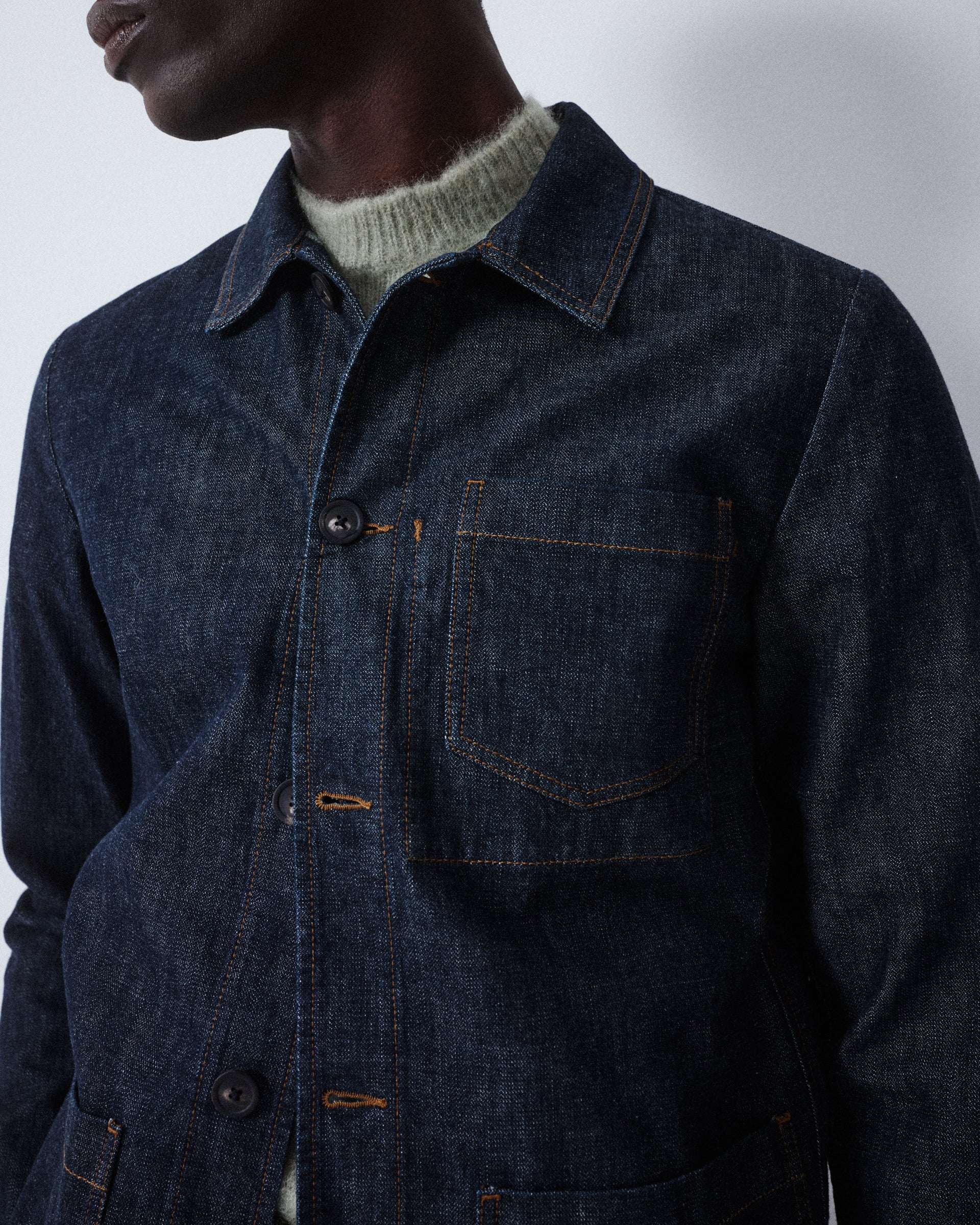 Altea Pablo giacca denim blu cotone giapponese