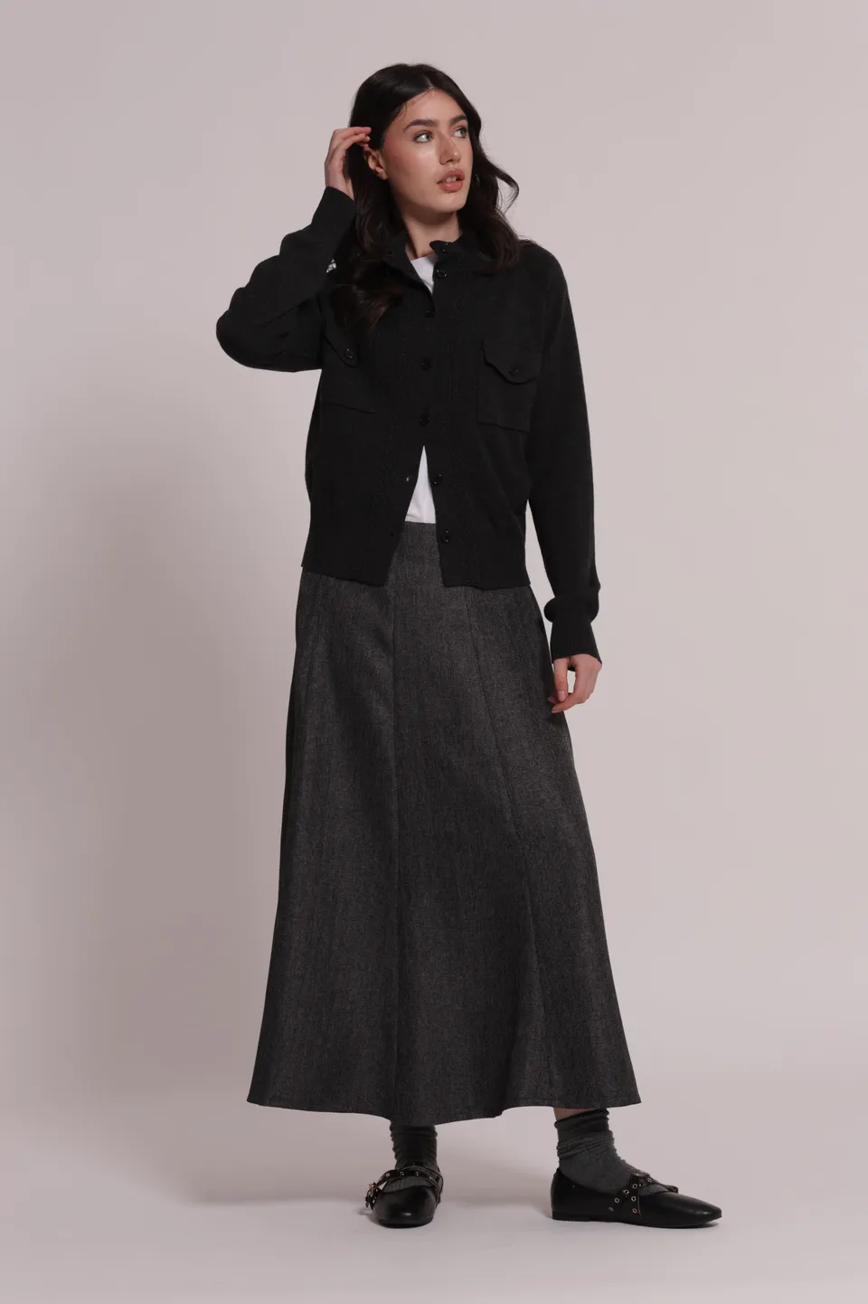 Mimi Mua Gonna Midi con Zip sul Retro Moro