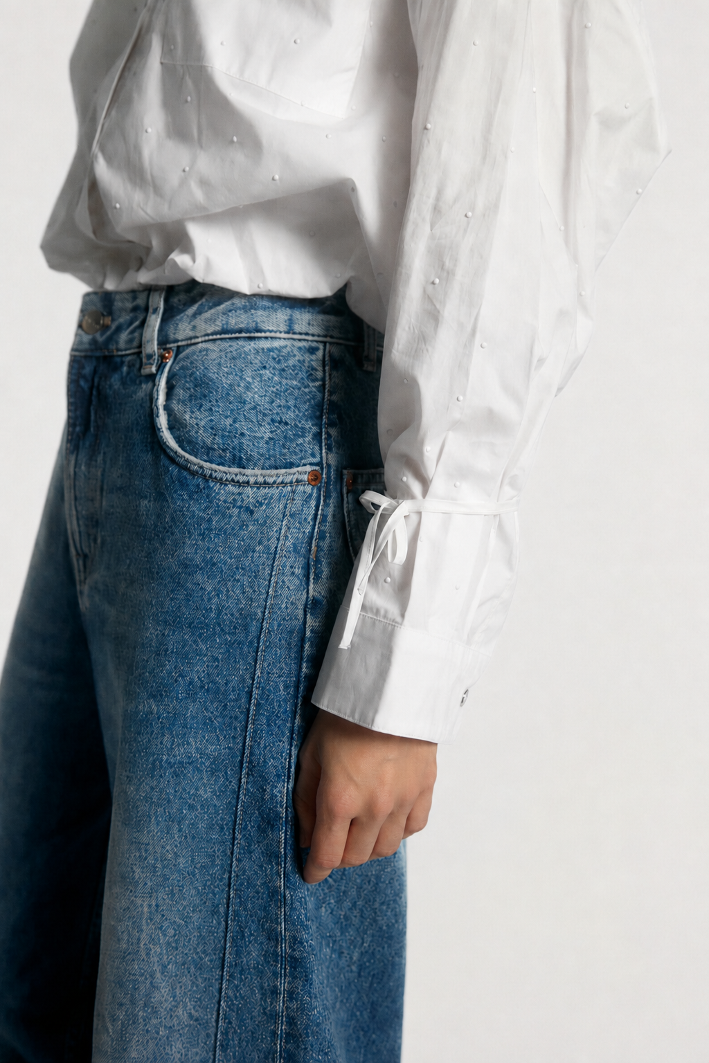 Aaiko Mikkie camicia bianca in popeline strass