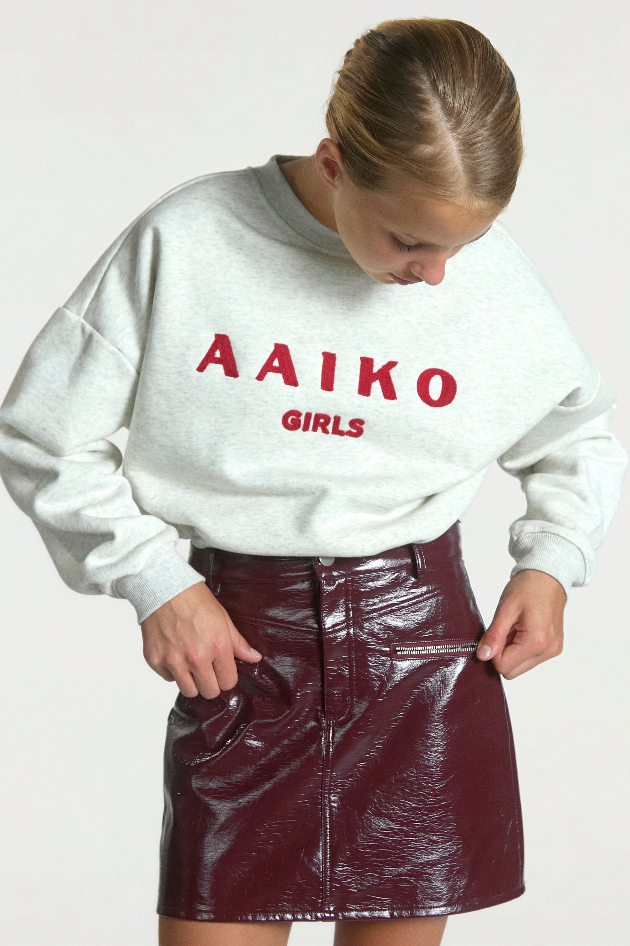 Aaiko Zena felpa grigia bambina logo