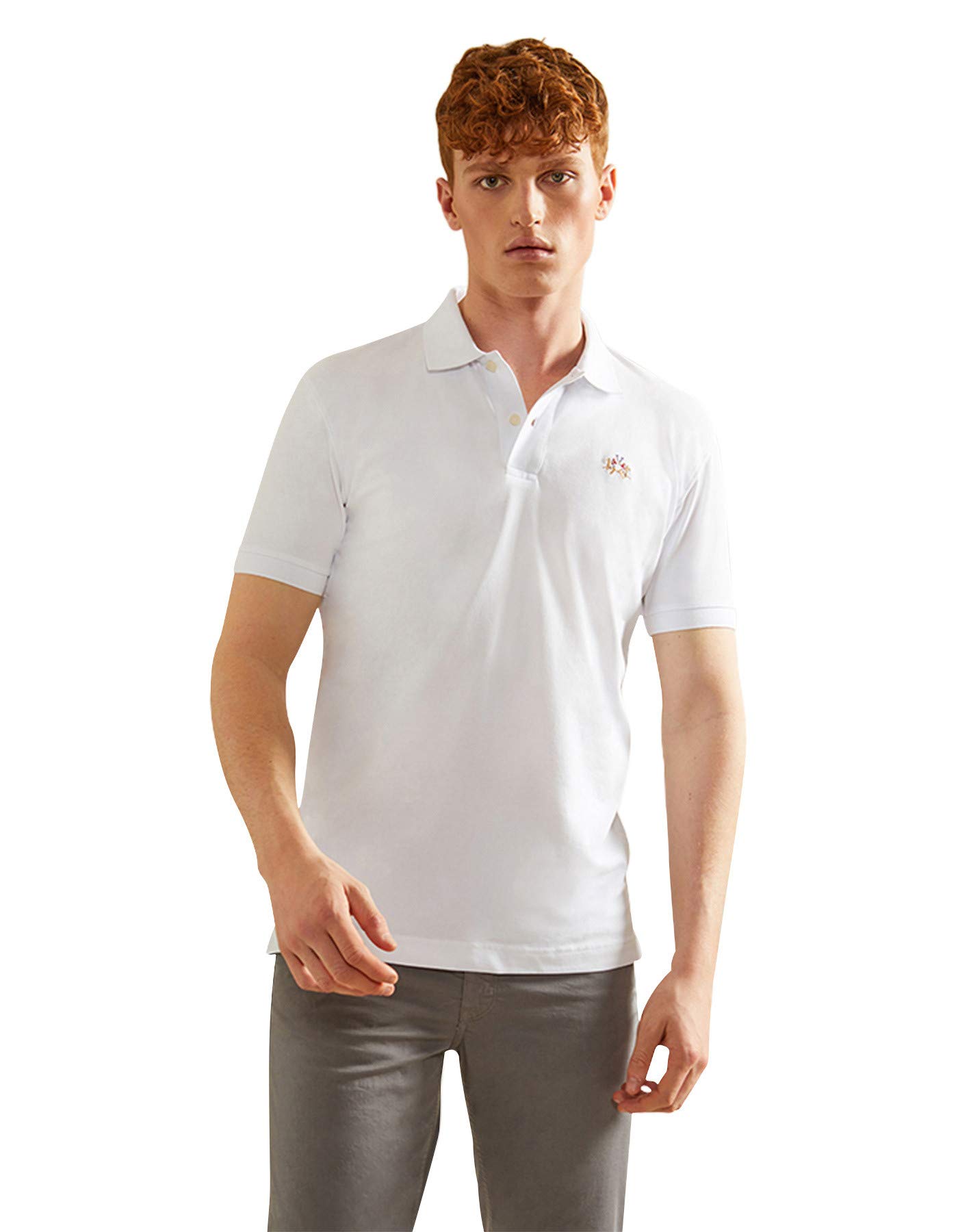 La Martina Man polo uomo slim fit grigia maniche corte