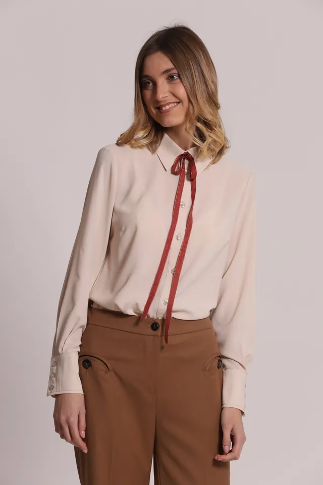 Mimi Mua Camicia in Silkhand con Fiocco Nera