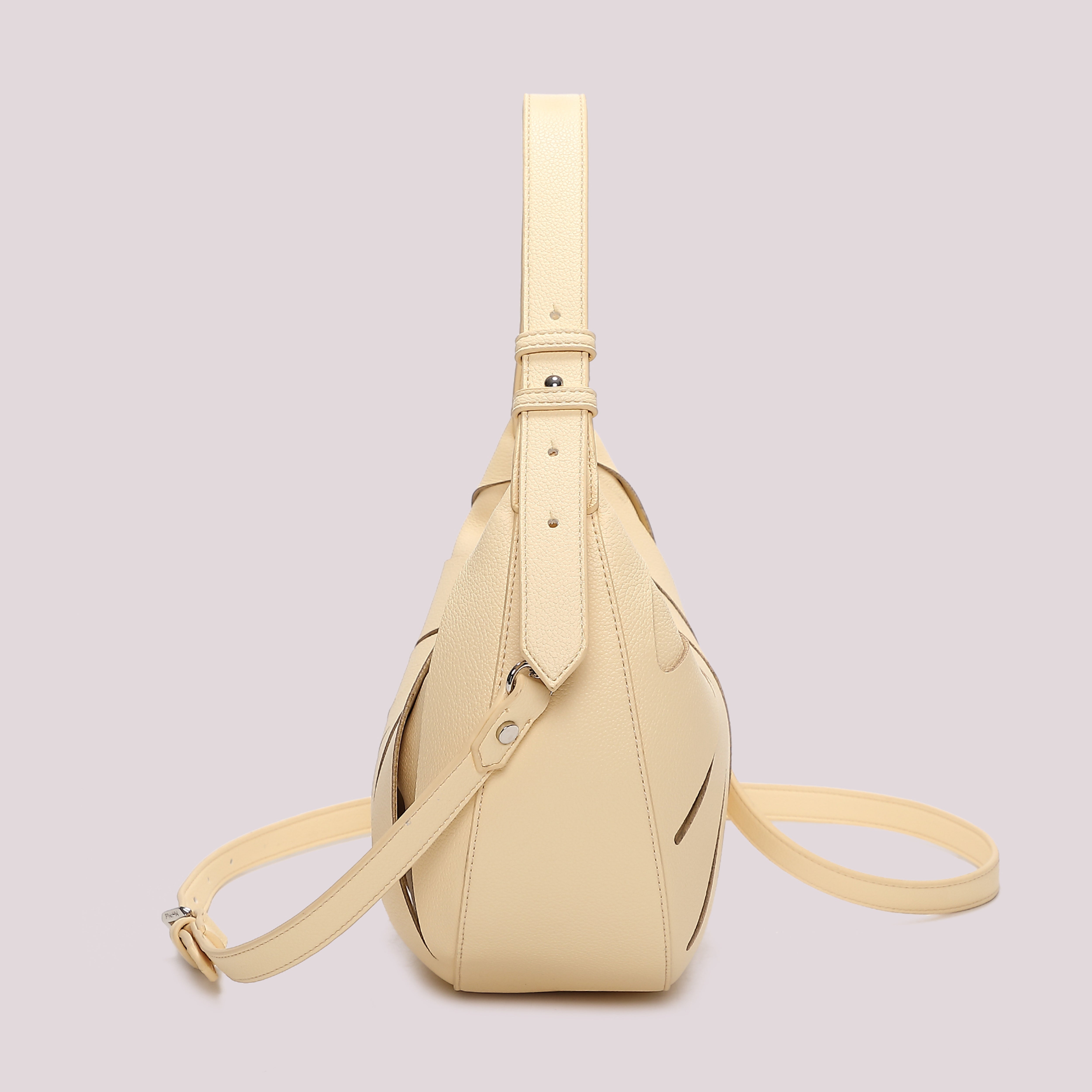 Mimi Mua Borsa Hobo Tagli Diagonali Panna