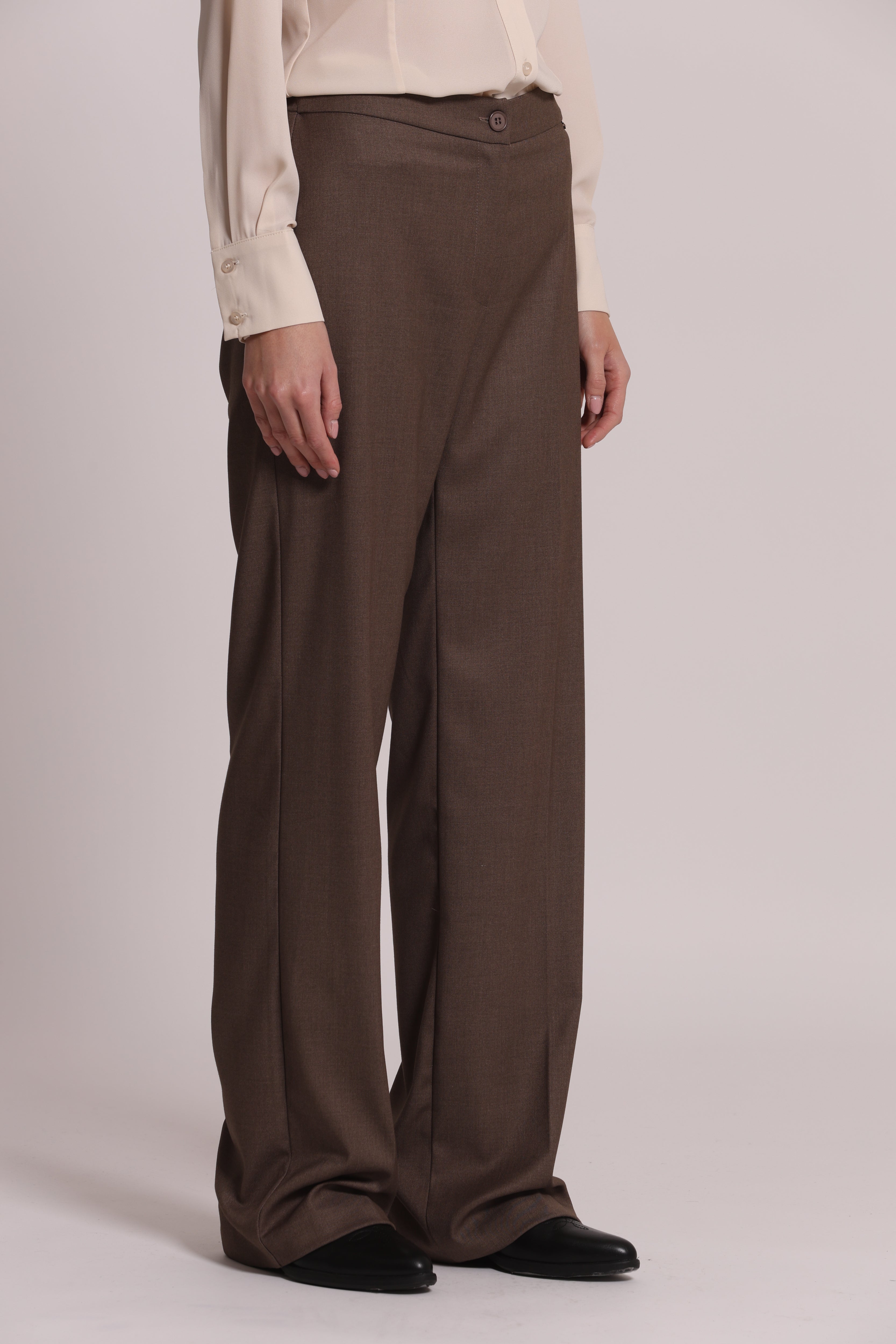 Mimi Mua Pantalone Palazzo con Elastico Dietro Vanz Nero