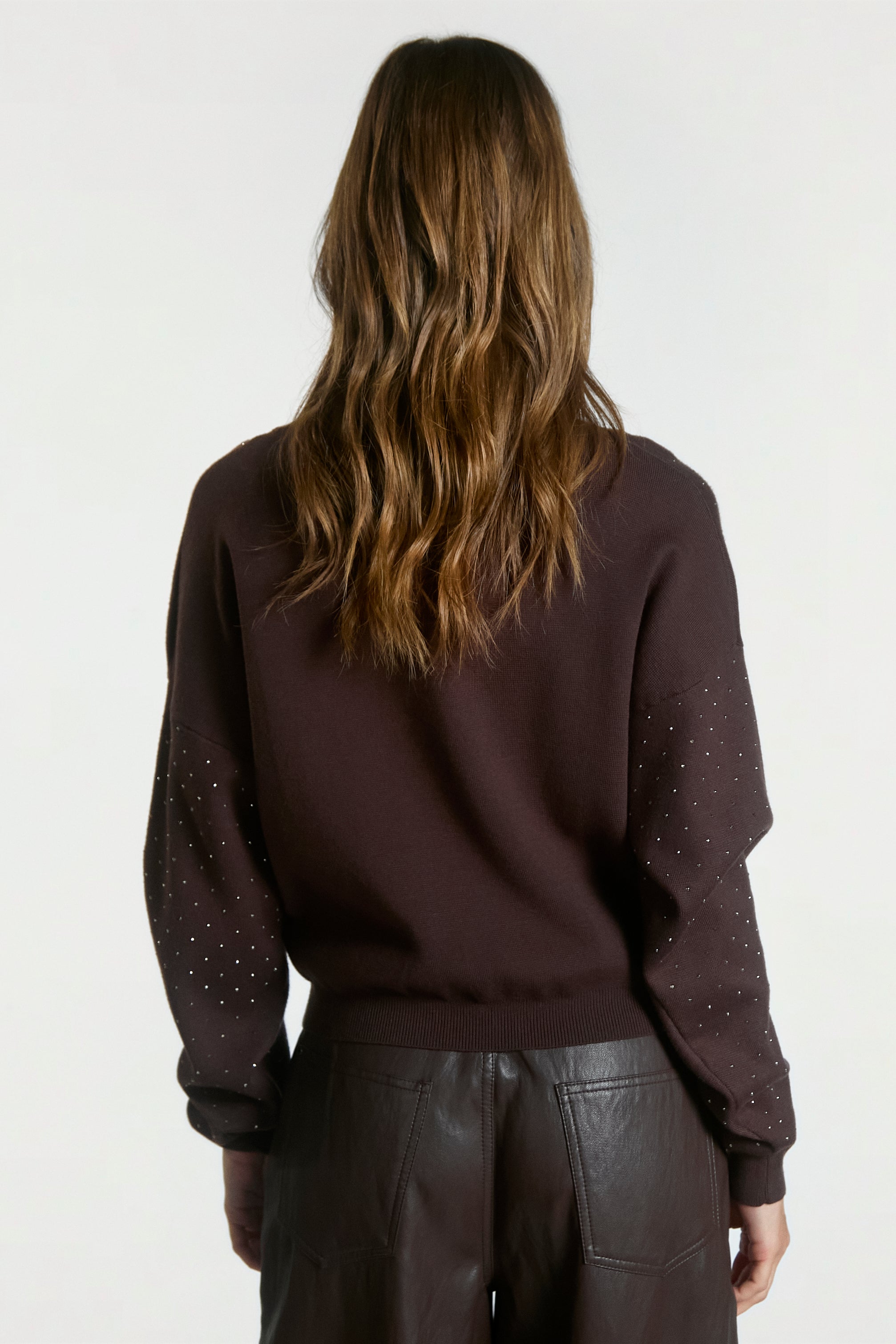 Aaiko Saren maglia marrone strass fit morbido