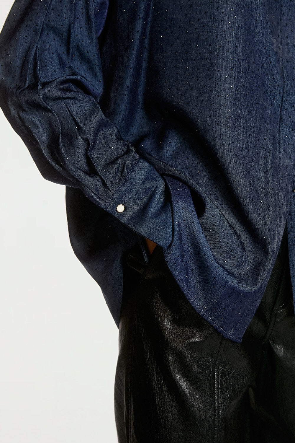 Aaiko Violetta Camicia Blu Notte Glitter Foulard