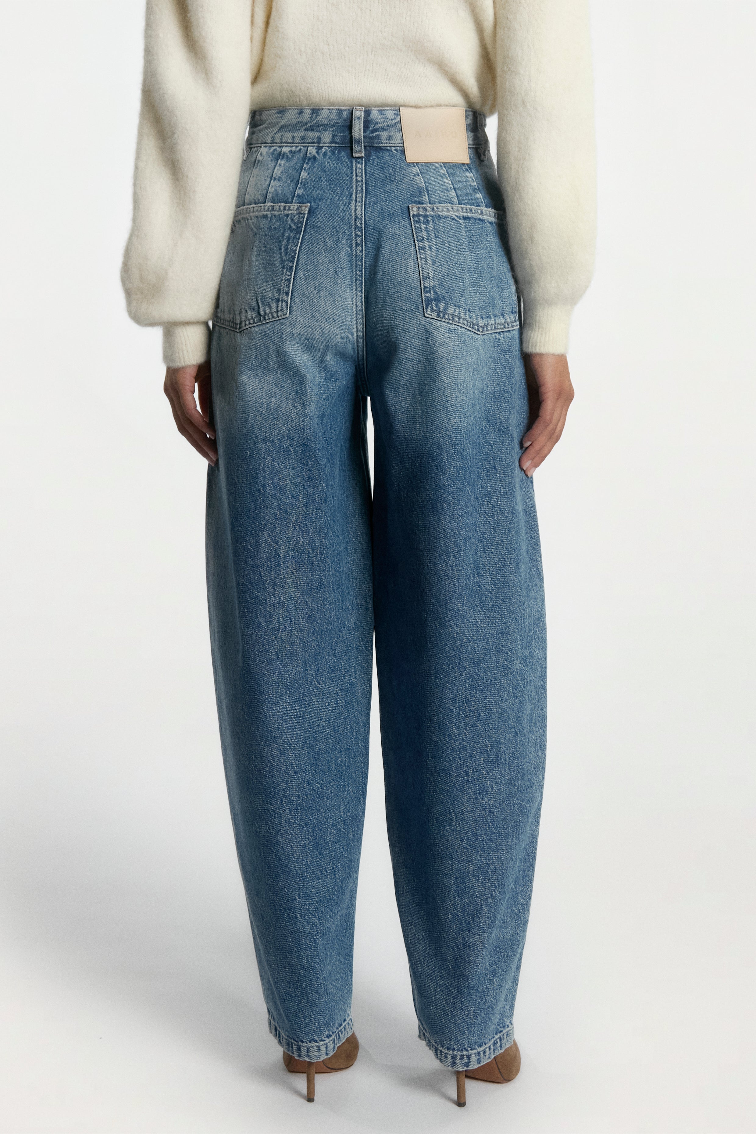 Aaiko Daley jeans blu barrel vita alta