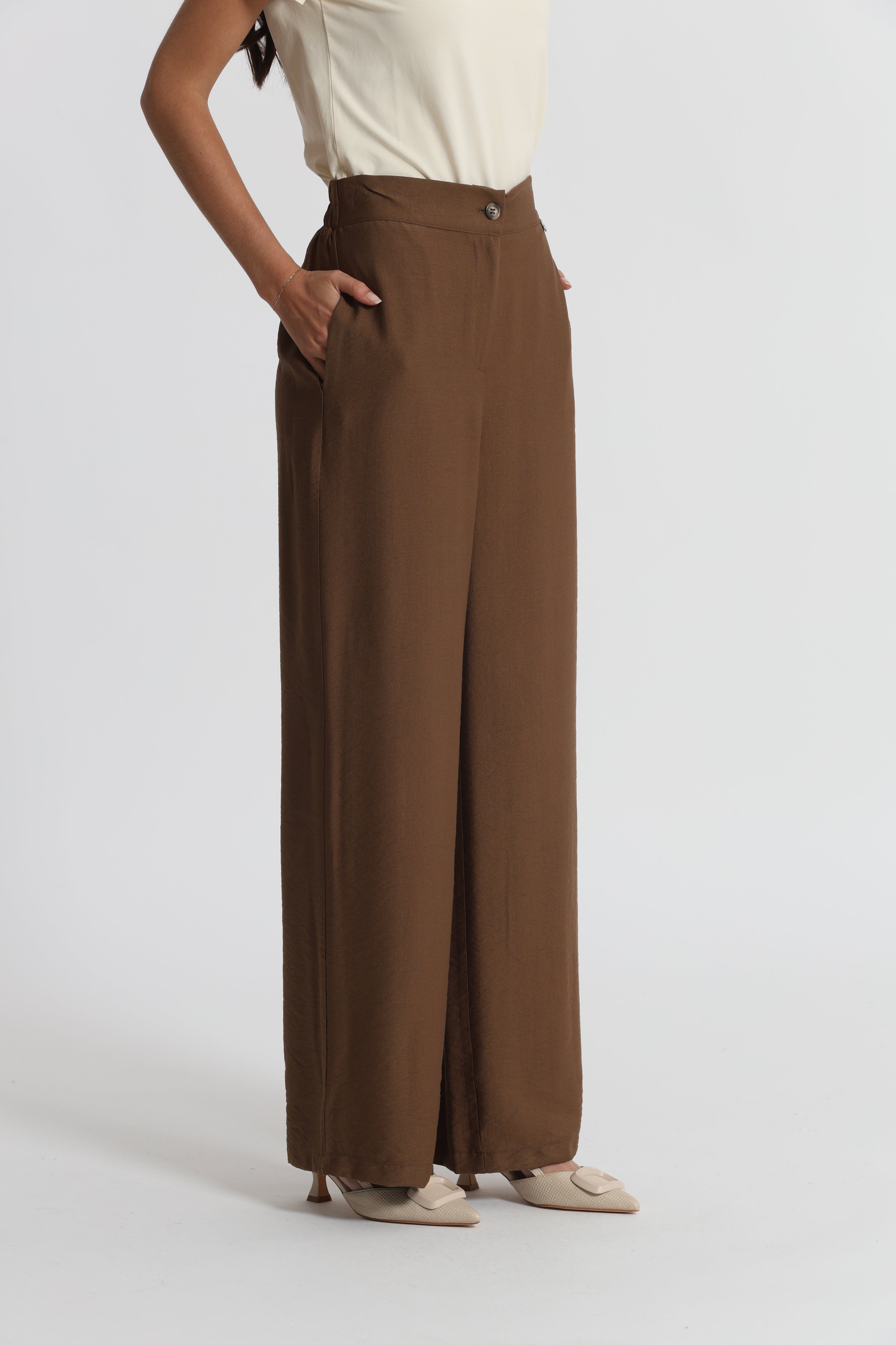 Mimi Mua Pantalone Basic Viscosa Nylon Bianco