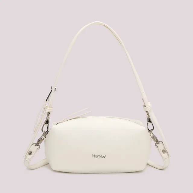 Mimi Mua Borsa a Spalla Dettaglio Zip Manico Bianco Compatta