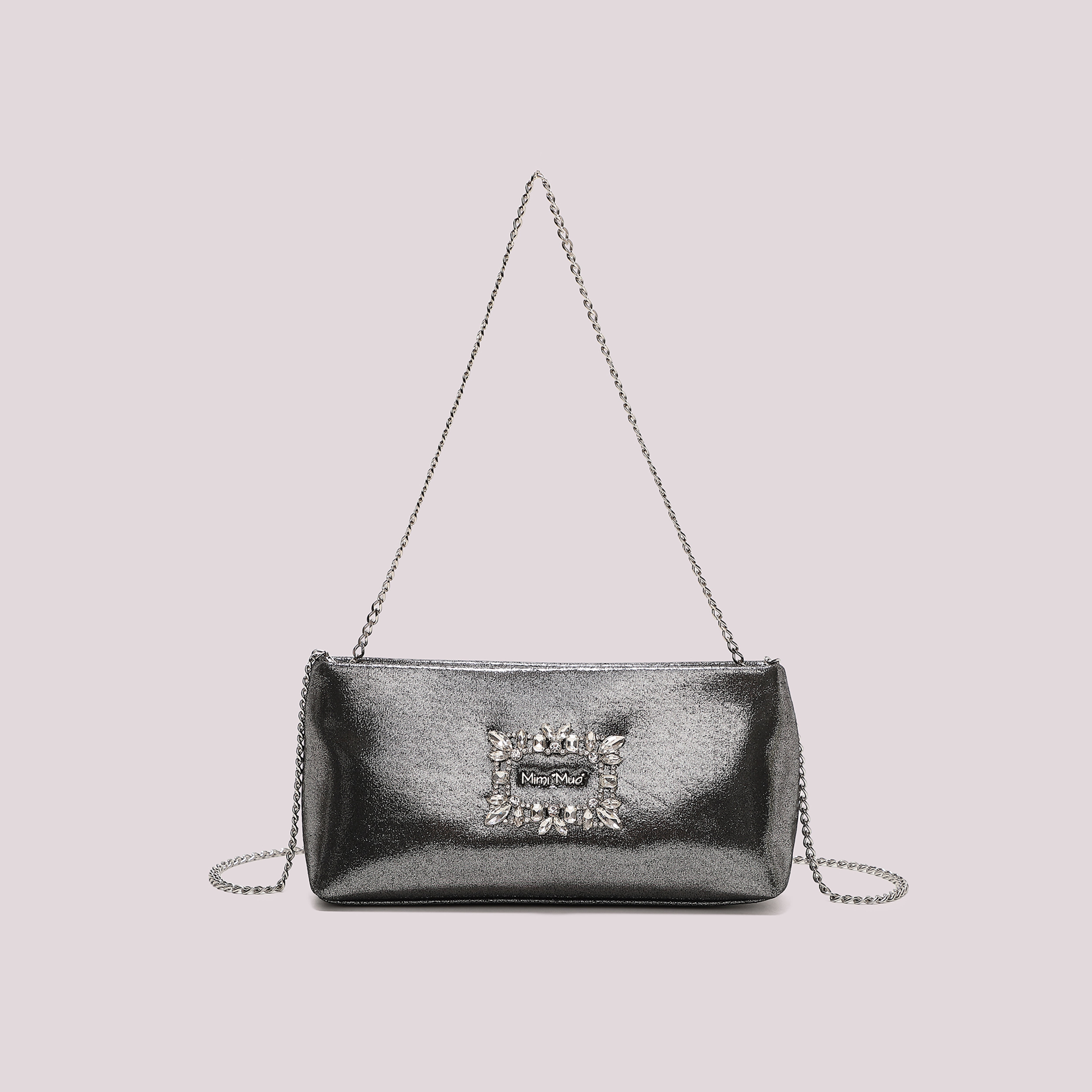 Mimi Mua clutch dettaglio gioiello nera strass