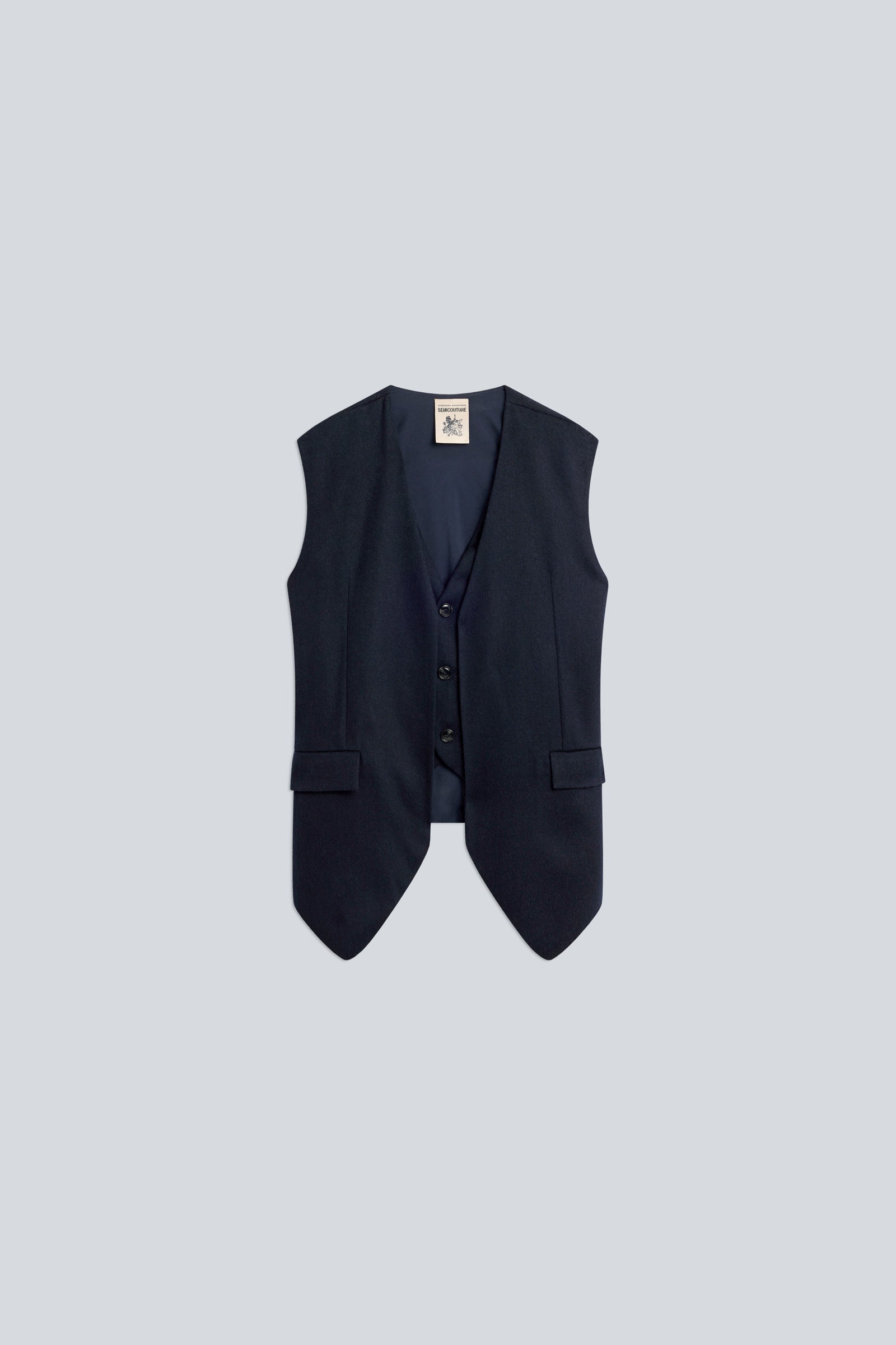 Semicouture May gilet sartoriale panno blu doppio leggero
