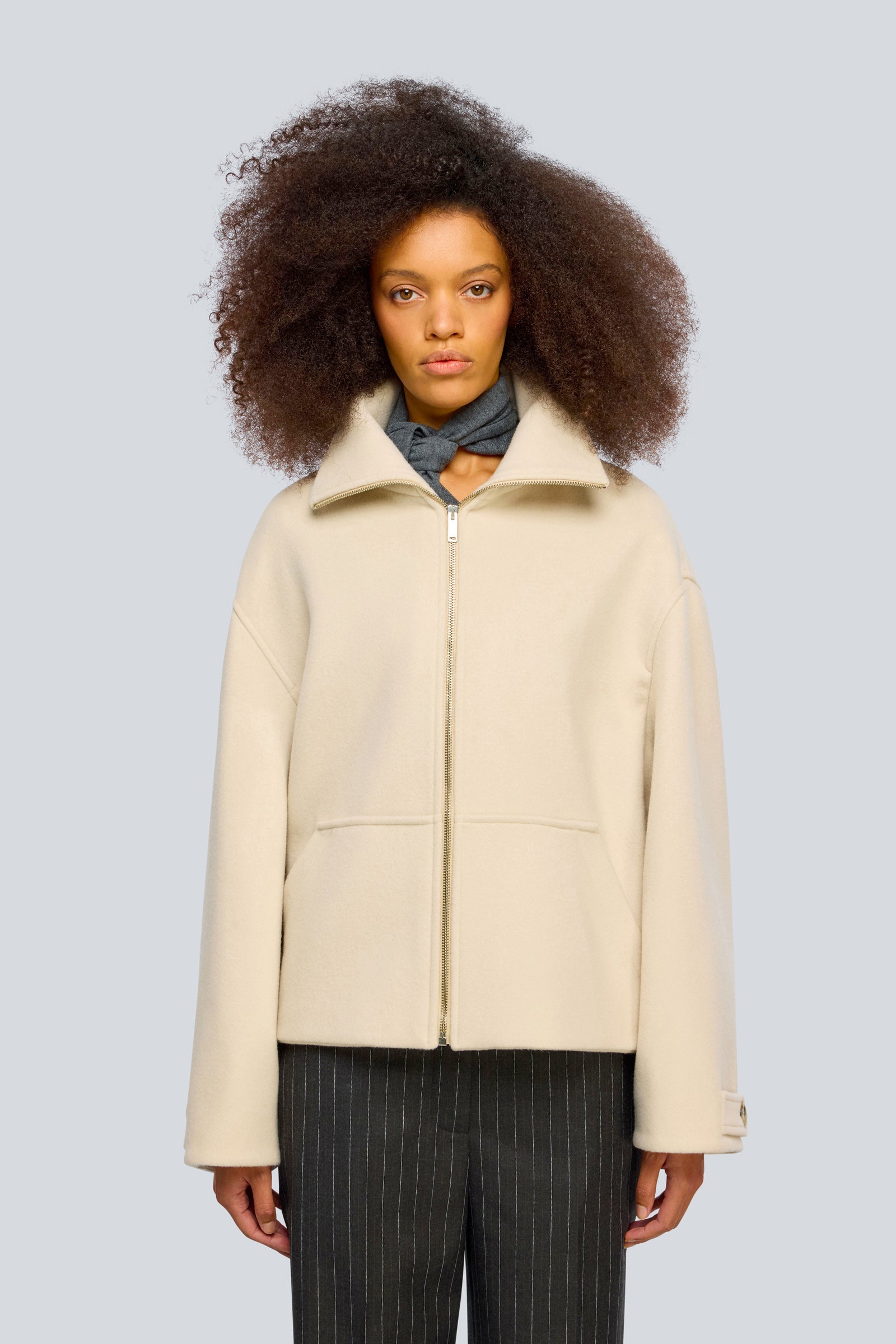Semicouture Jeane cappotto crusca panno zip