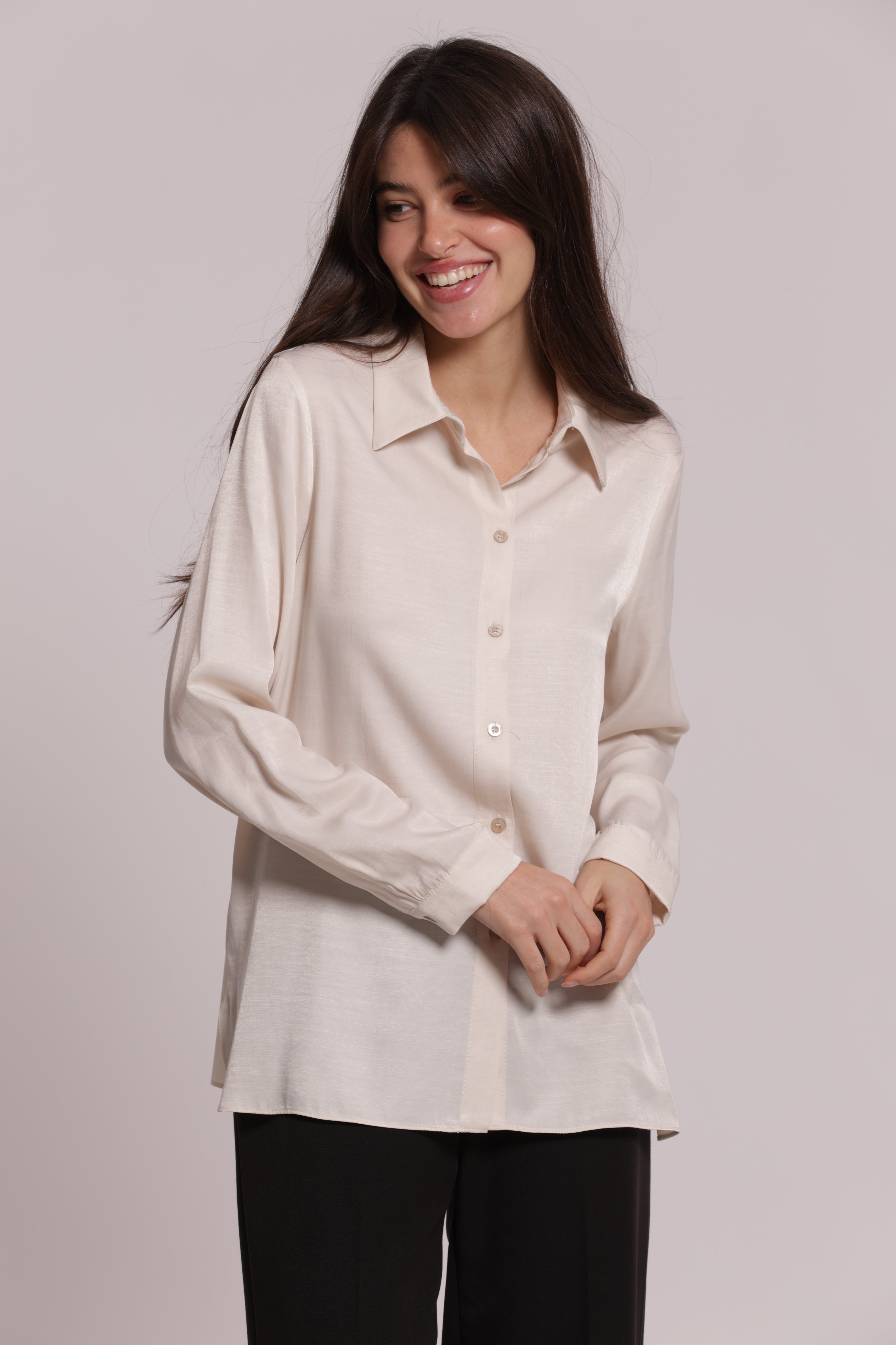 Mimi Mua Camicia Uomo Mano Seta viscosa nera
